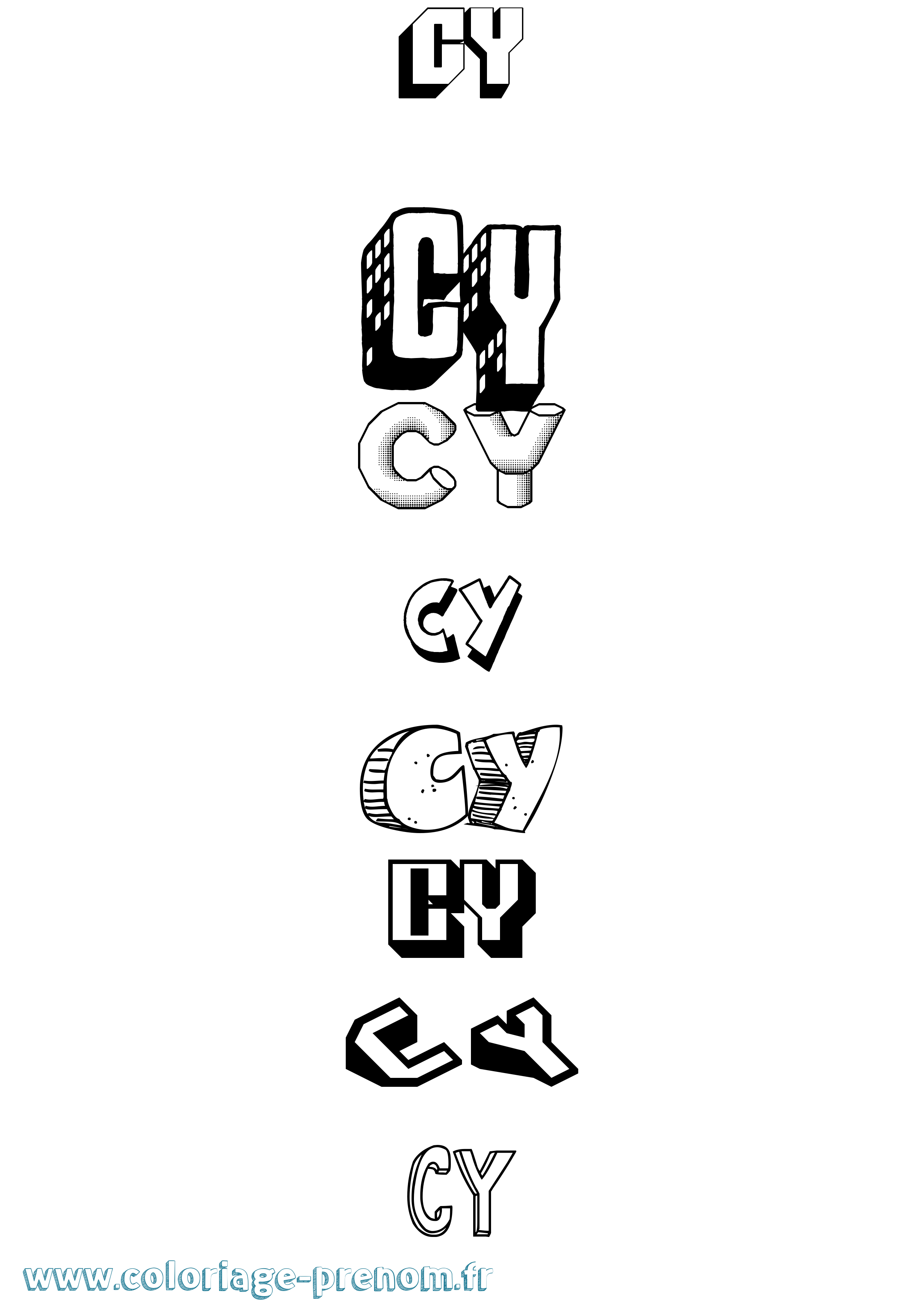 Coloriage Cy Effet 3D Coloriage prénom Cy Effet 3D