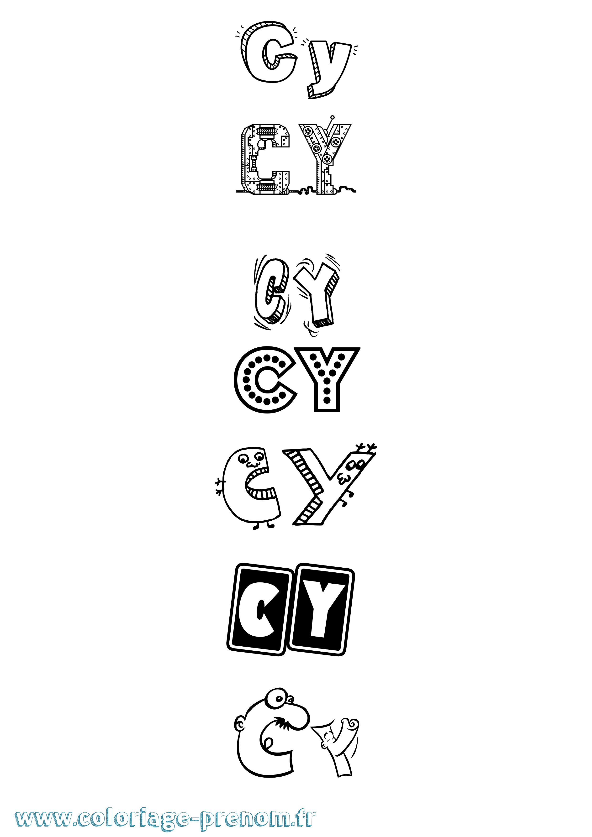 Coloriage Cy Fun Coloriage prénom Cy Fun