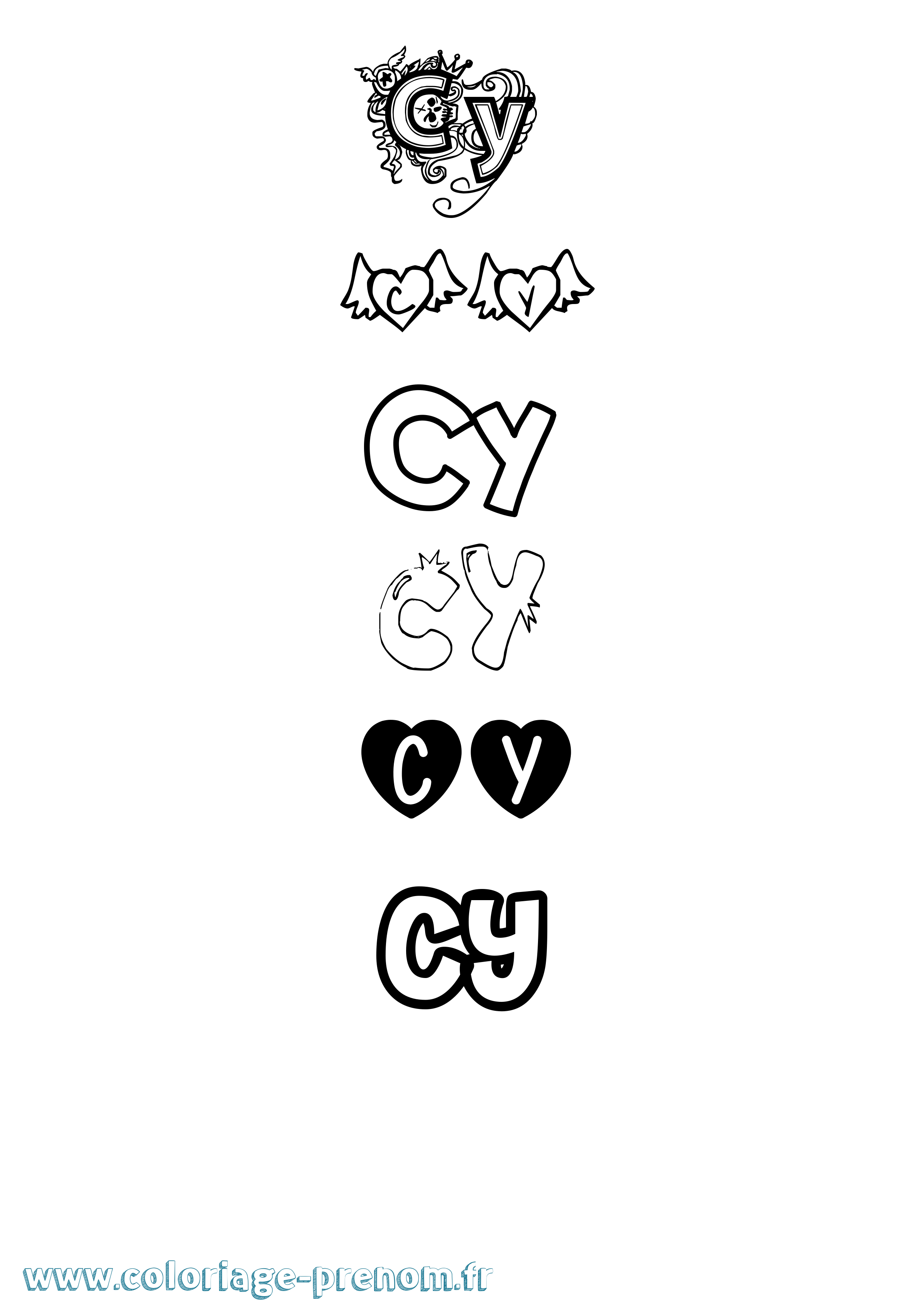 Coloriage Cy Girly Coloriage prénom Cy Girly