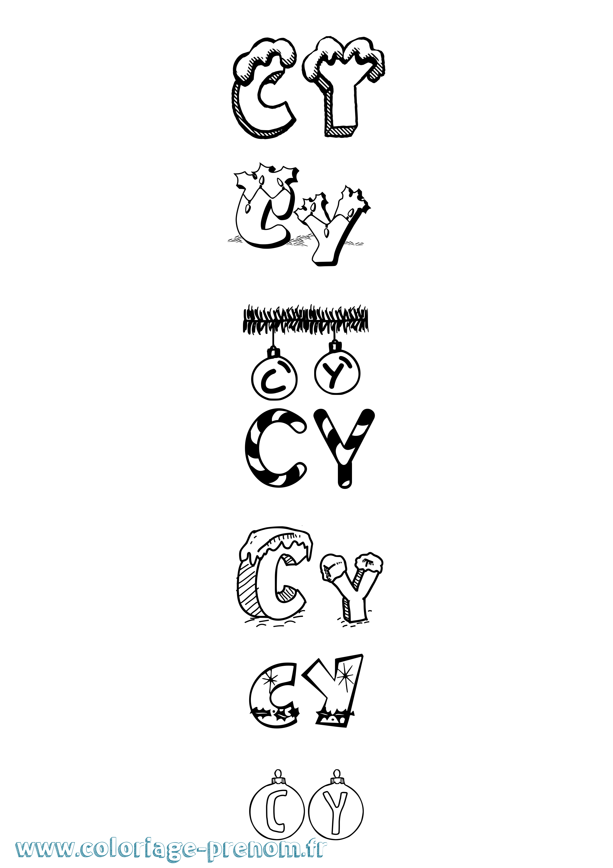 Coloriage Cy Noël Coloriage prénom Cy Noël