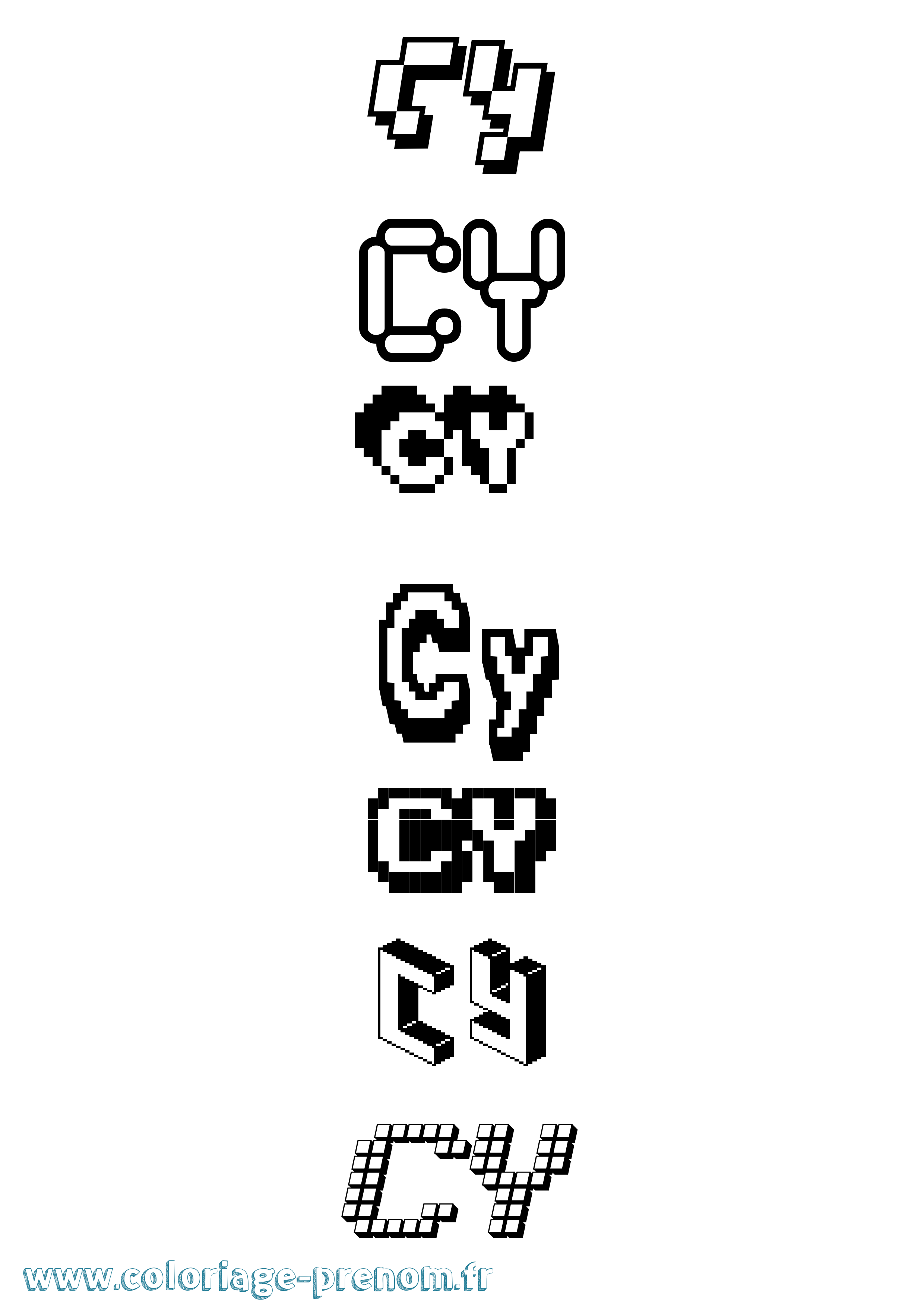 Coloriage Cy Pixel Coloriage prénom Cy Pixel