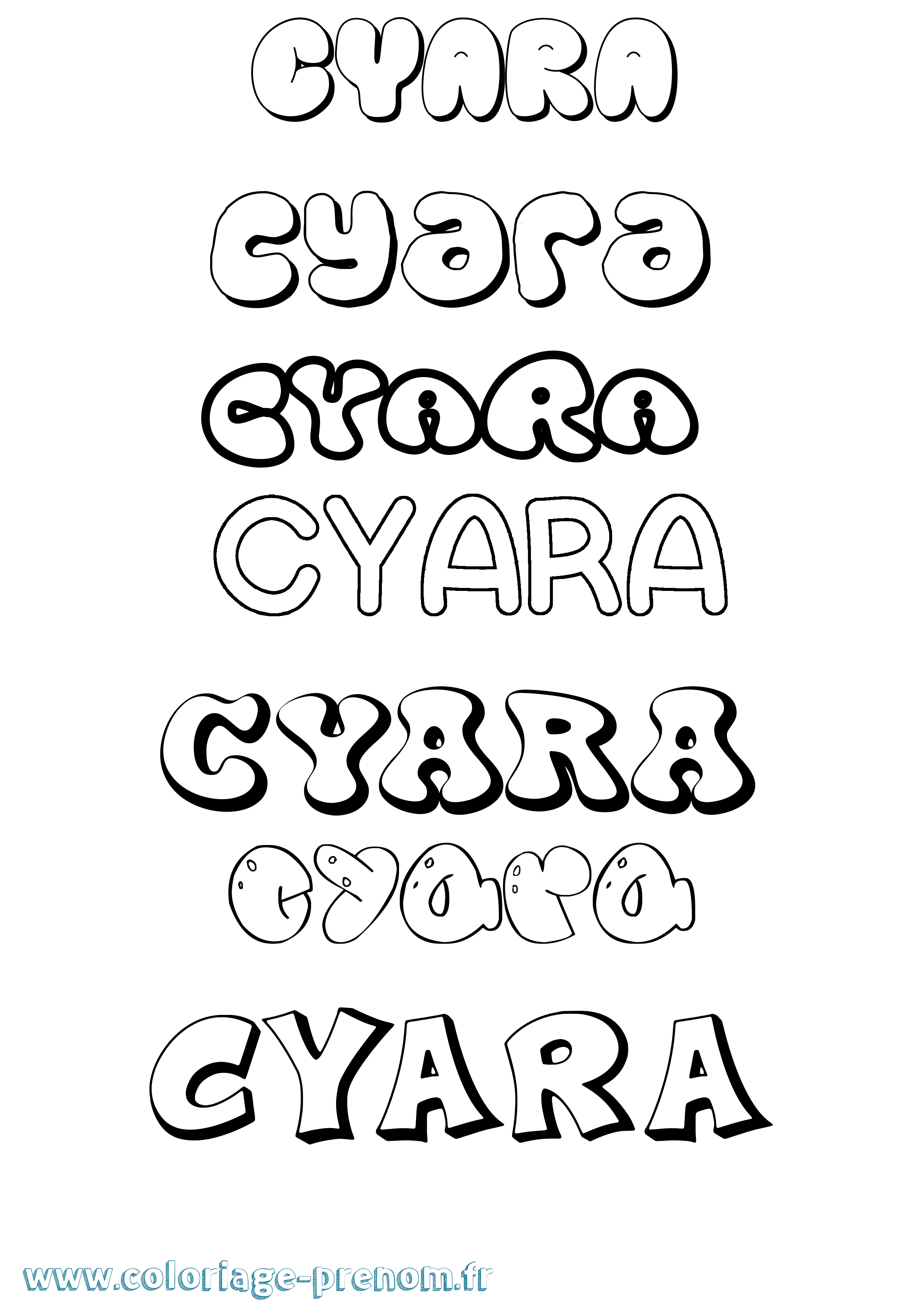 Coloriage prénom Cyara Bubble
