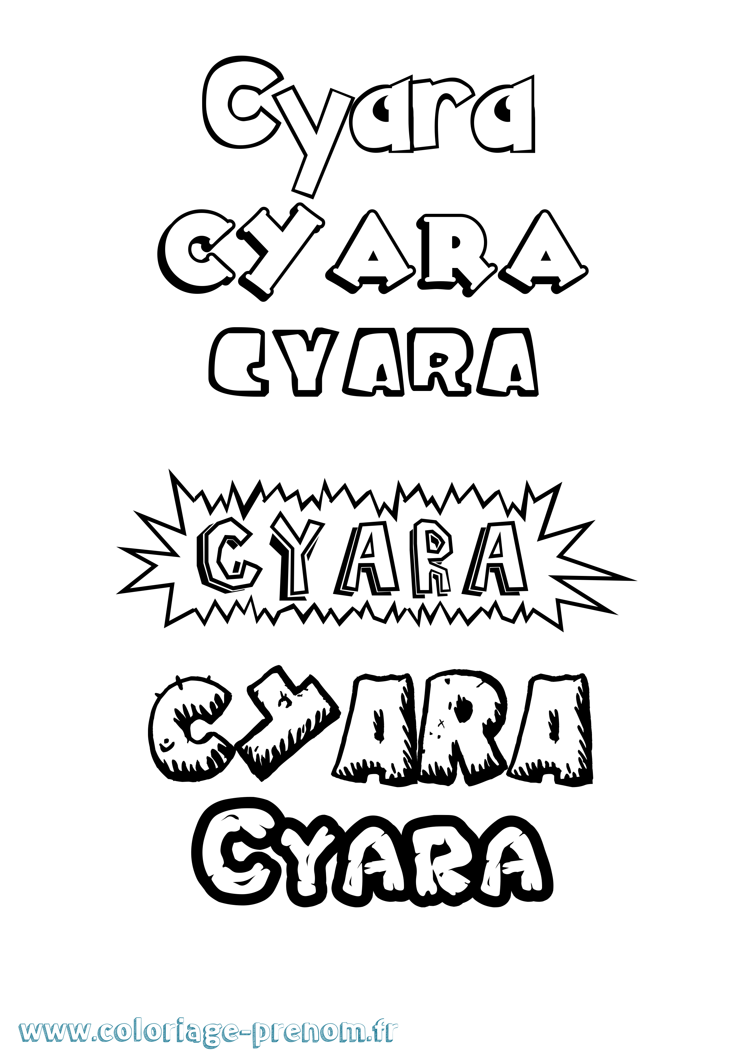 Coloriage prénom Cyara Dessin Animé
