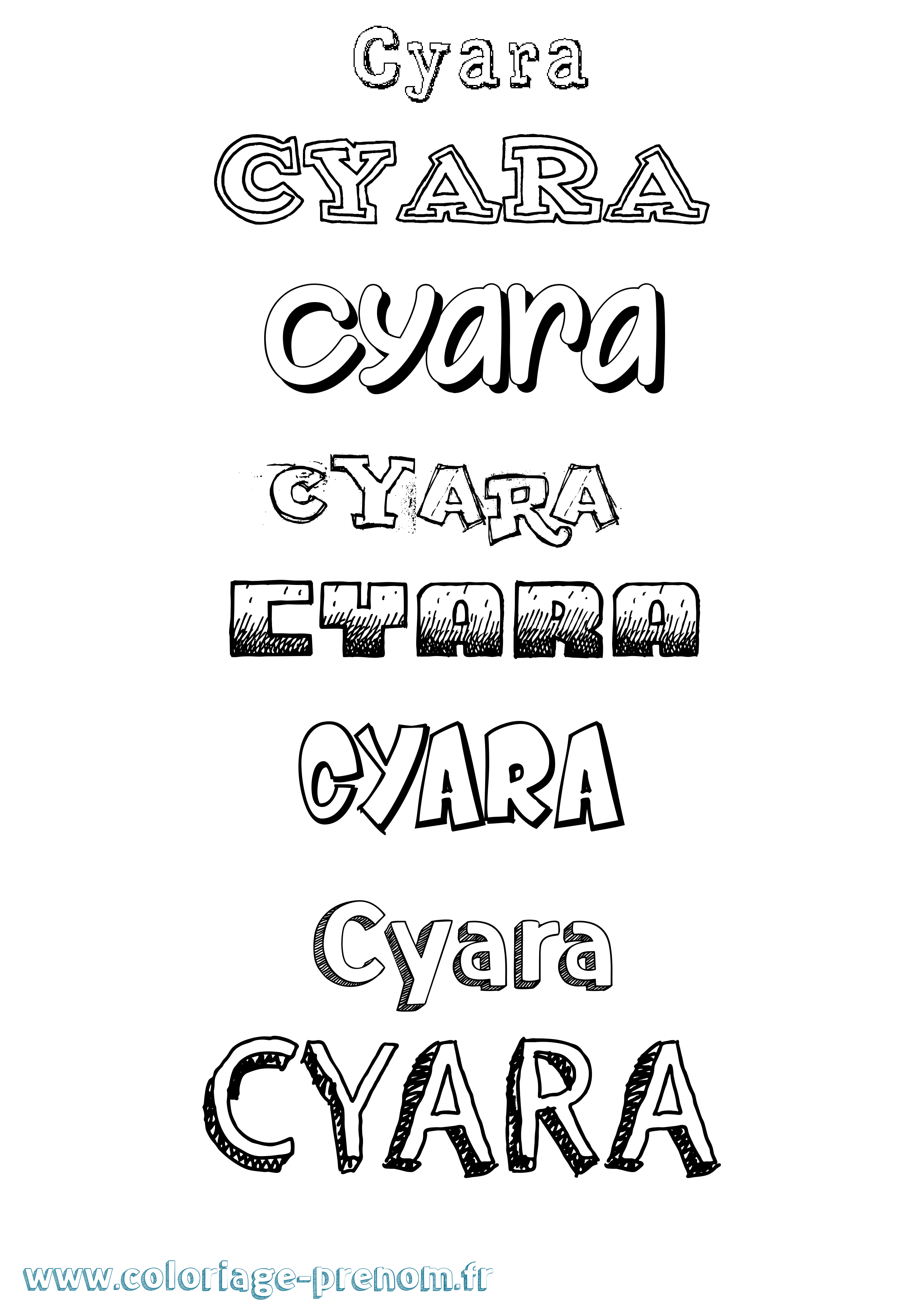 Coloriage prénom Cyara Dessiné