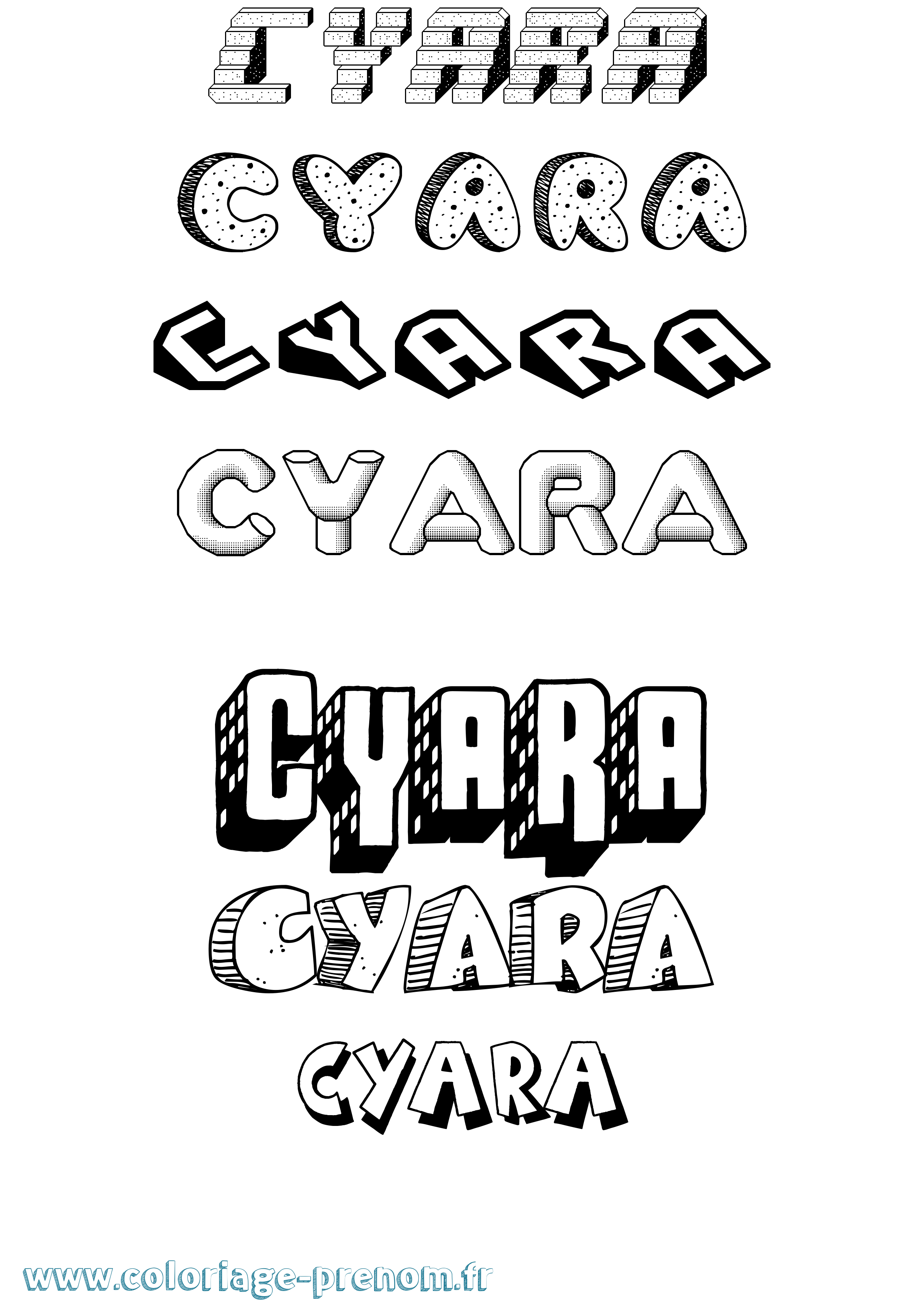 Coloriage prénom Cyara Effet 3D