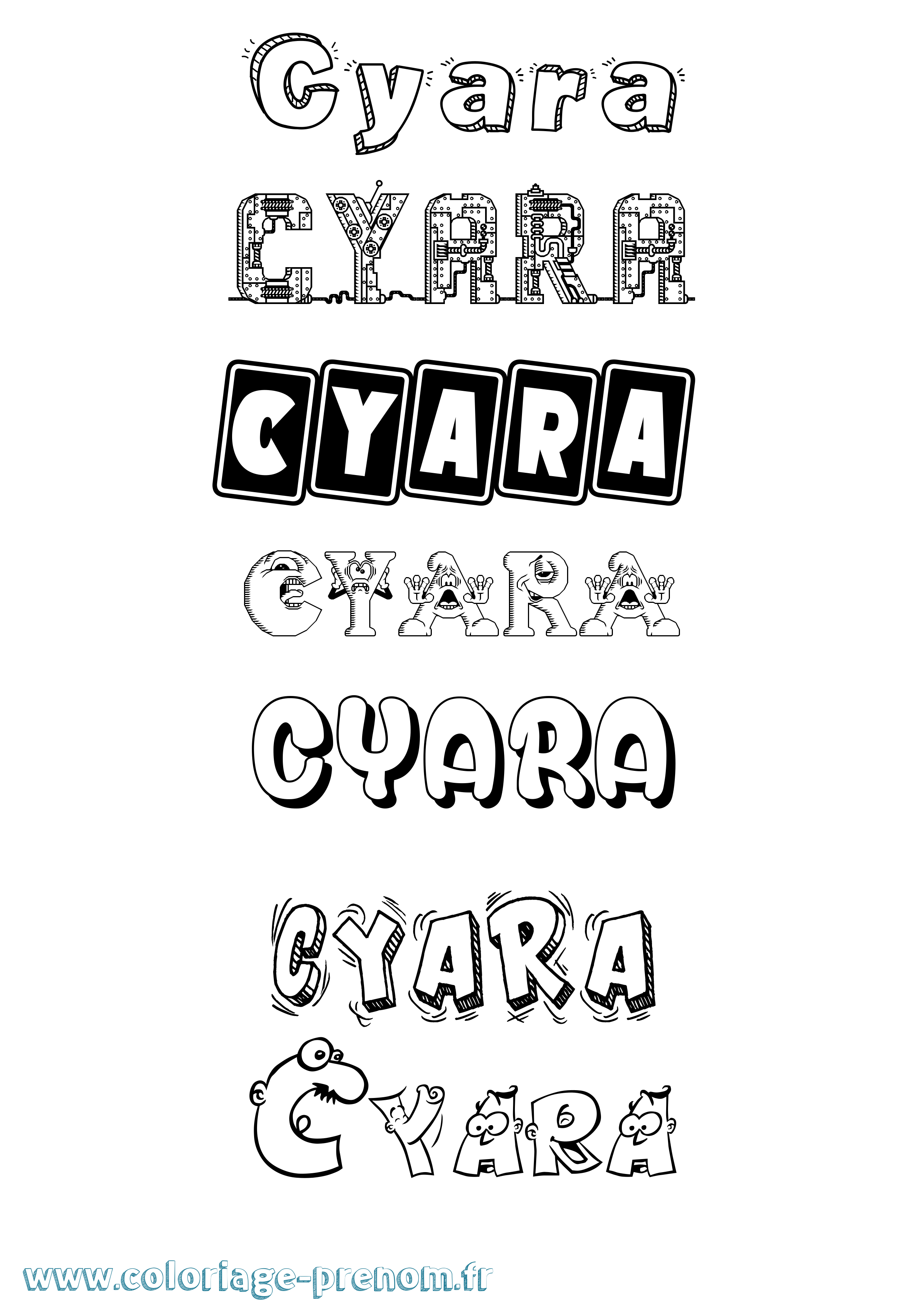 Coloriage prénom Cyara Fun