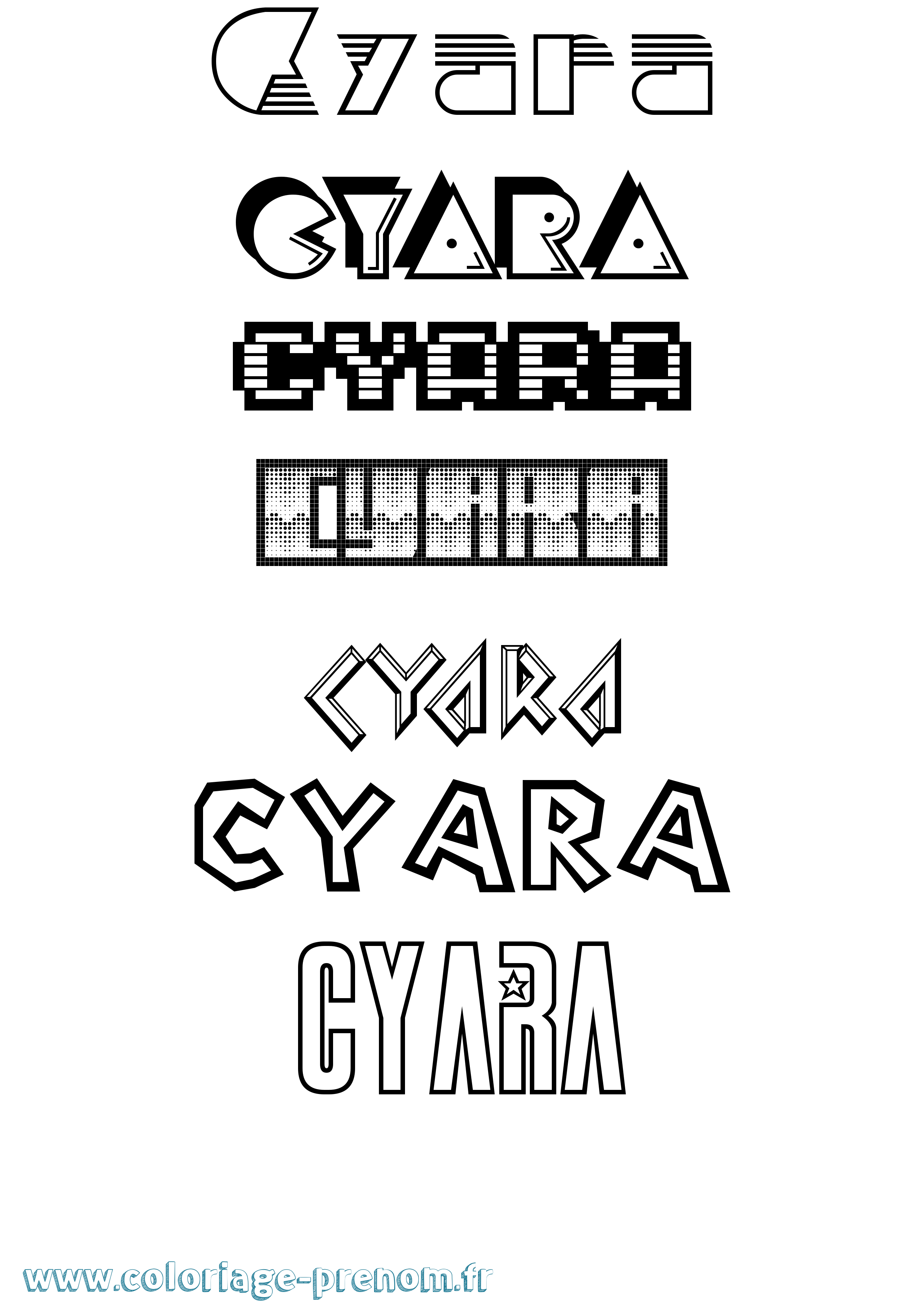 Coloriage prénom Cyara Jeux Vidéos