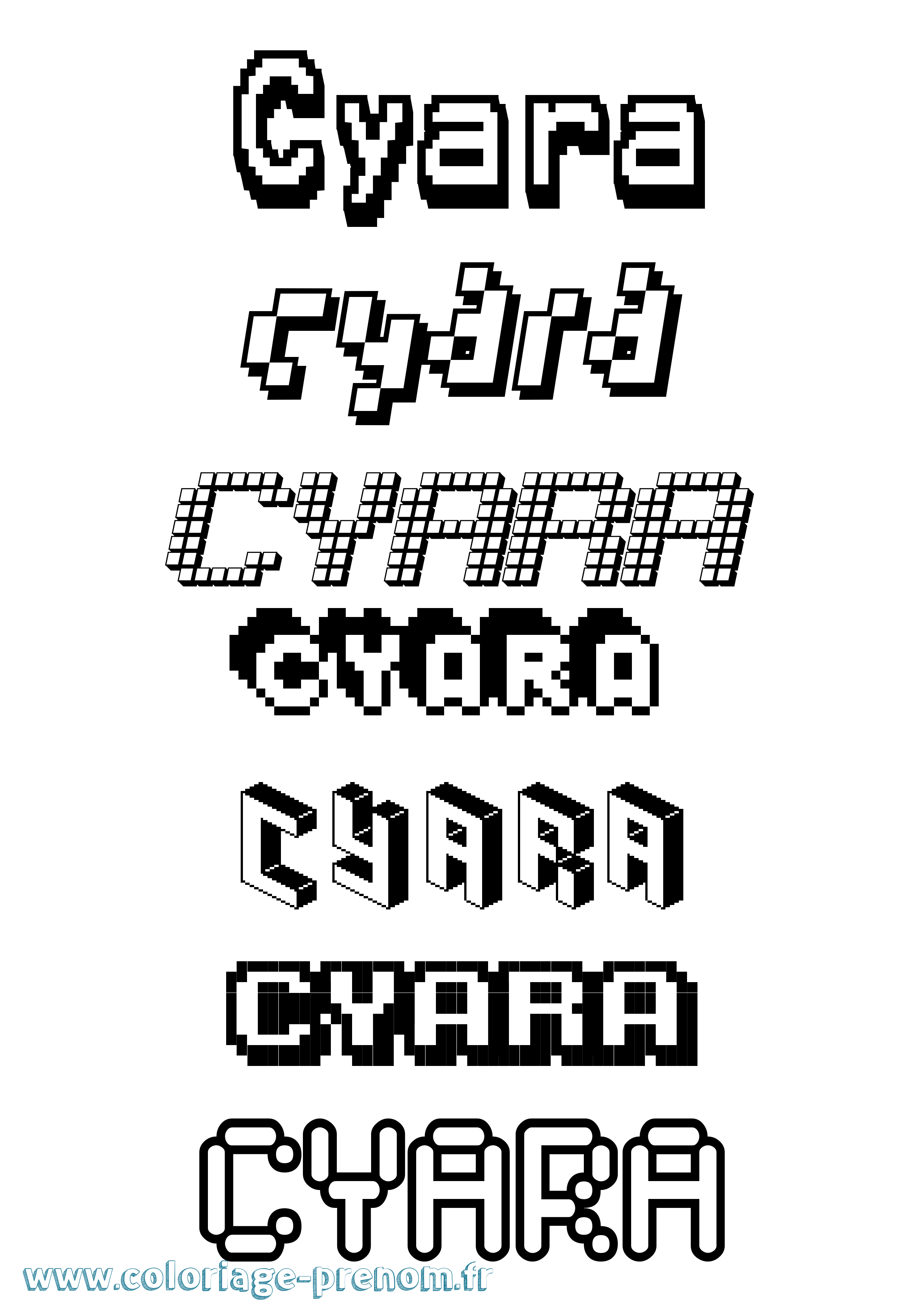 Coloriage prénom Cyara Pixel