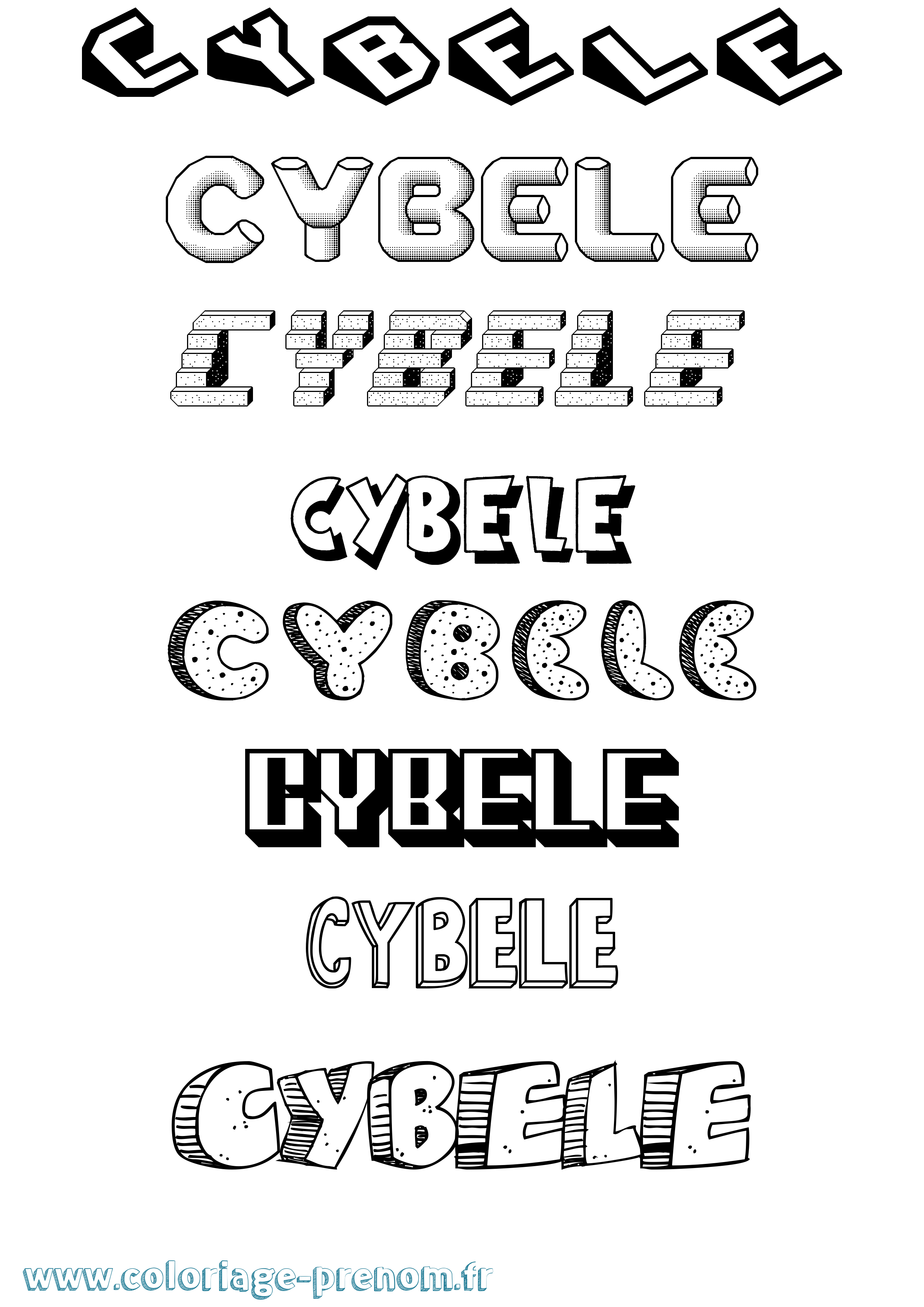 Coloriage prénom Cybele Effet 3D