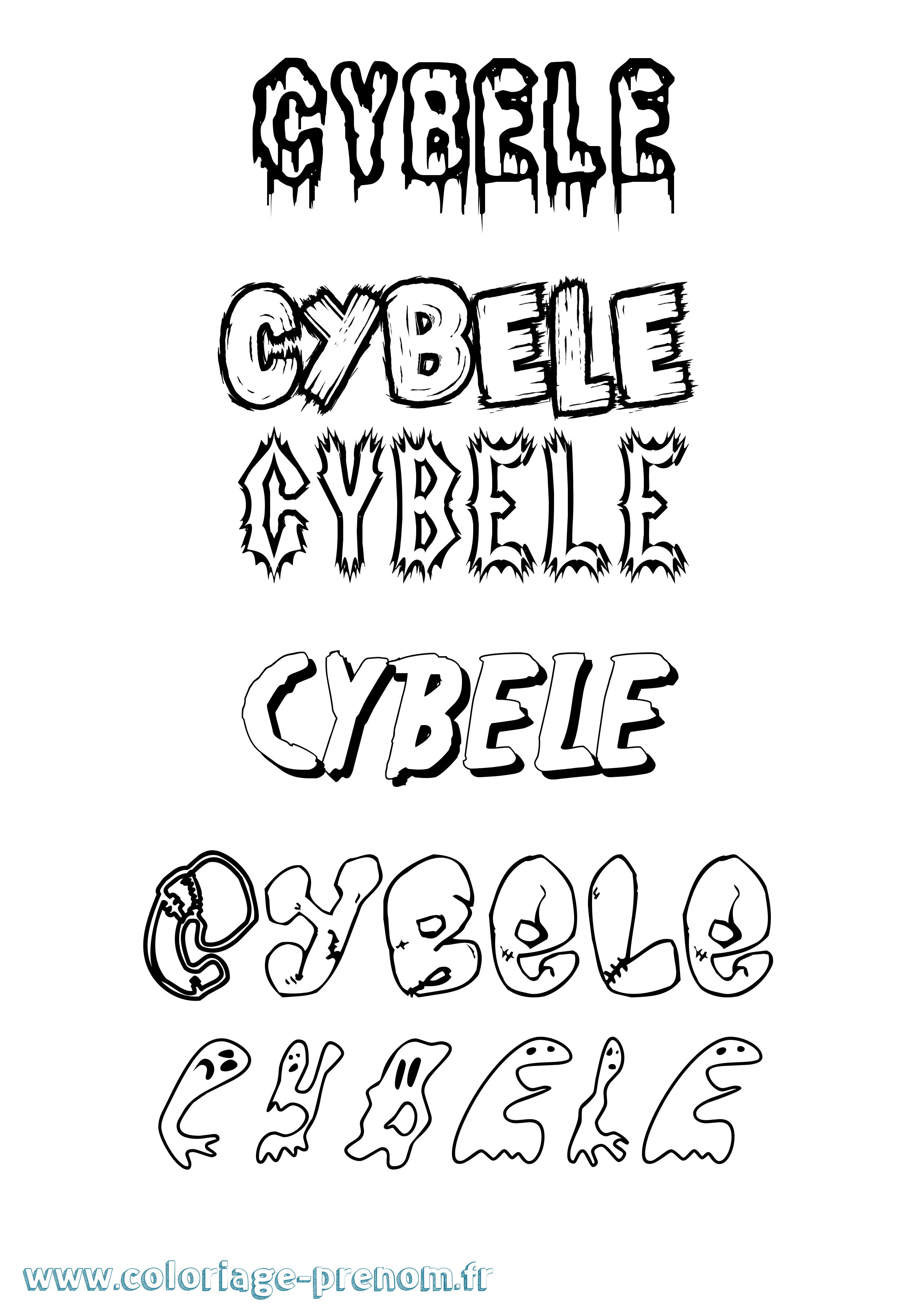 Coloriage prénom Cybele Frisson
