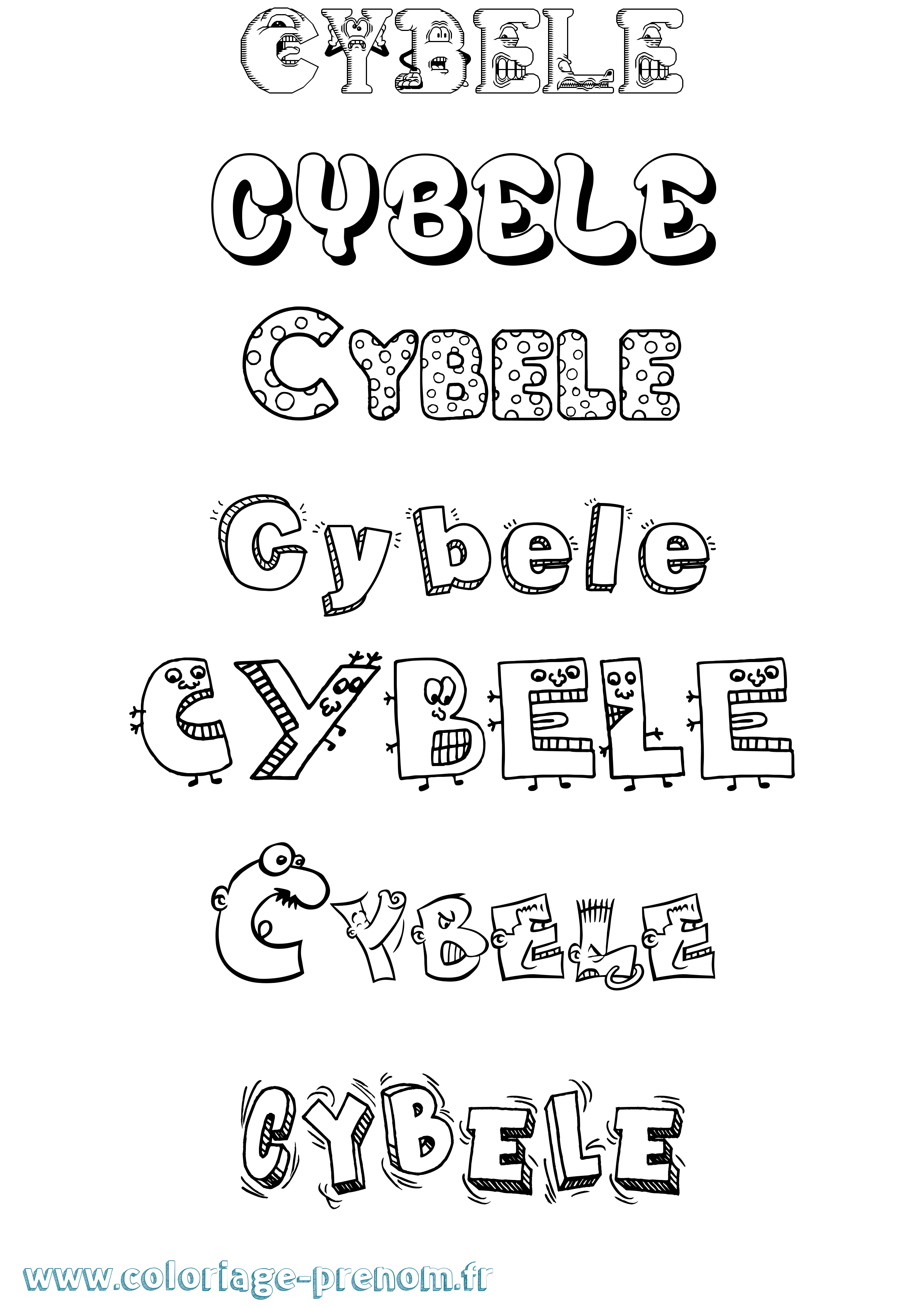 Coloriage prénom Cybele Fun