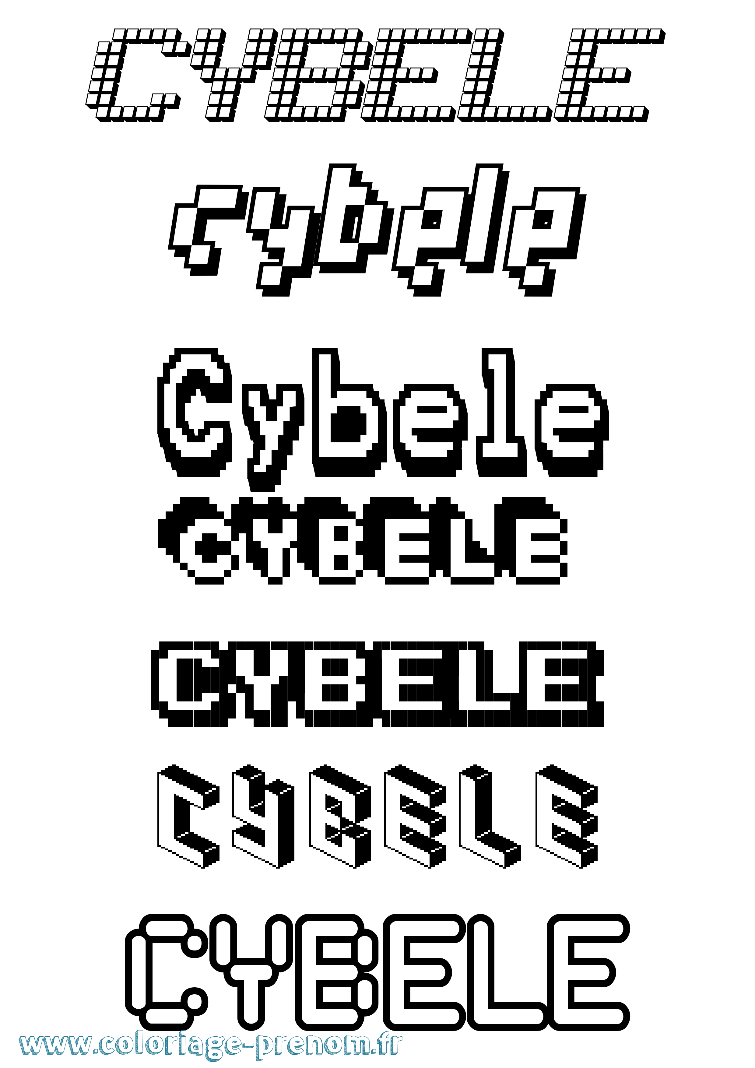 Coloriage prénom Cybele Pixel