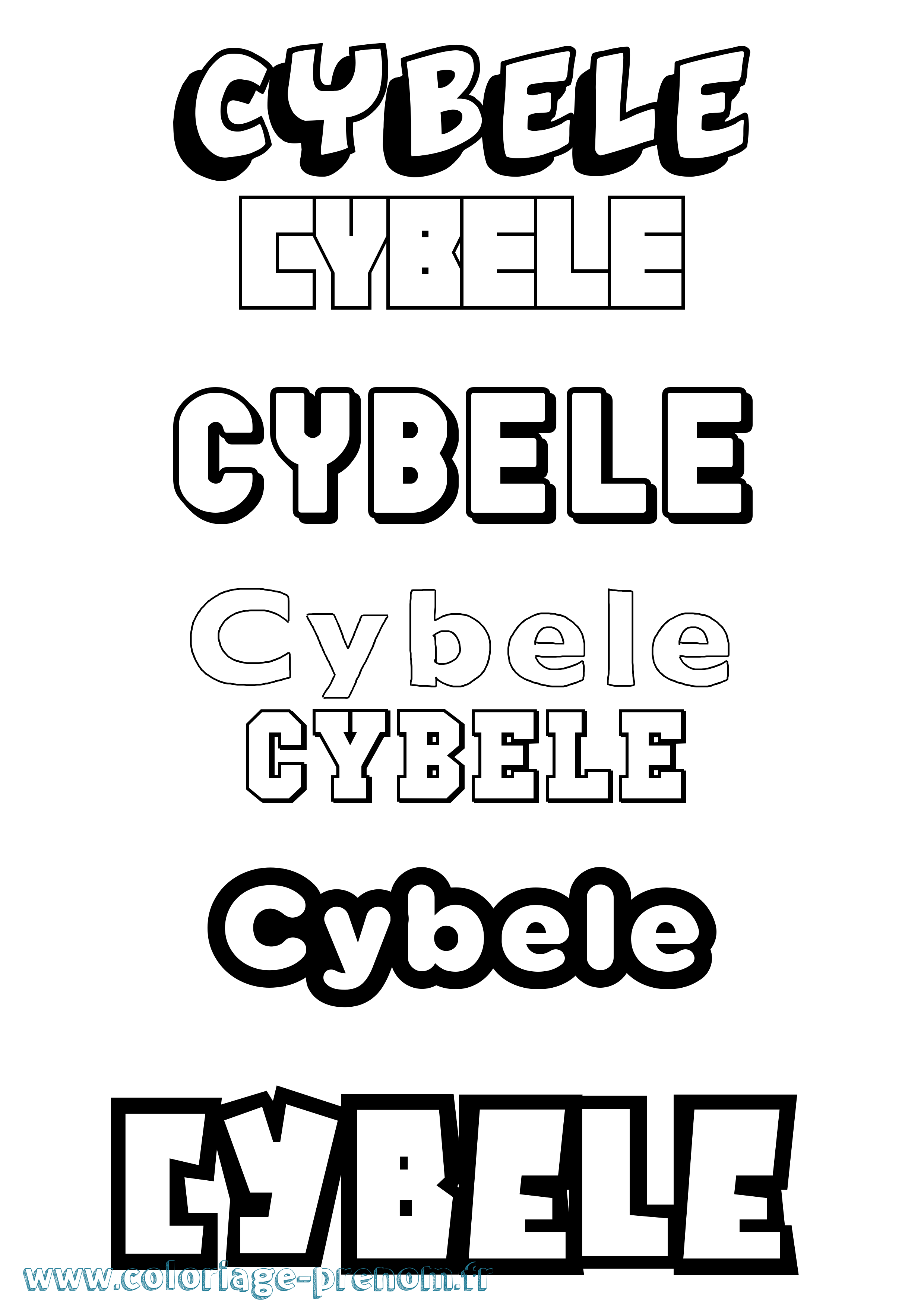 Coloriage prénom Cybele Simple