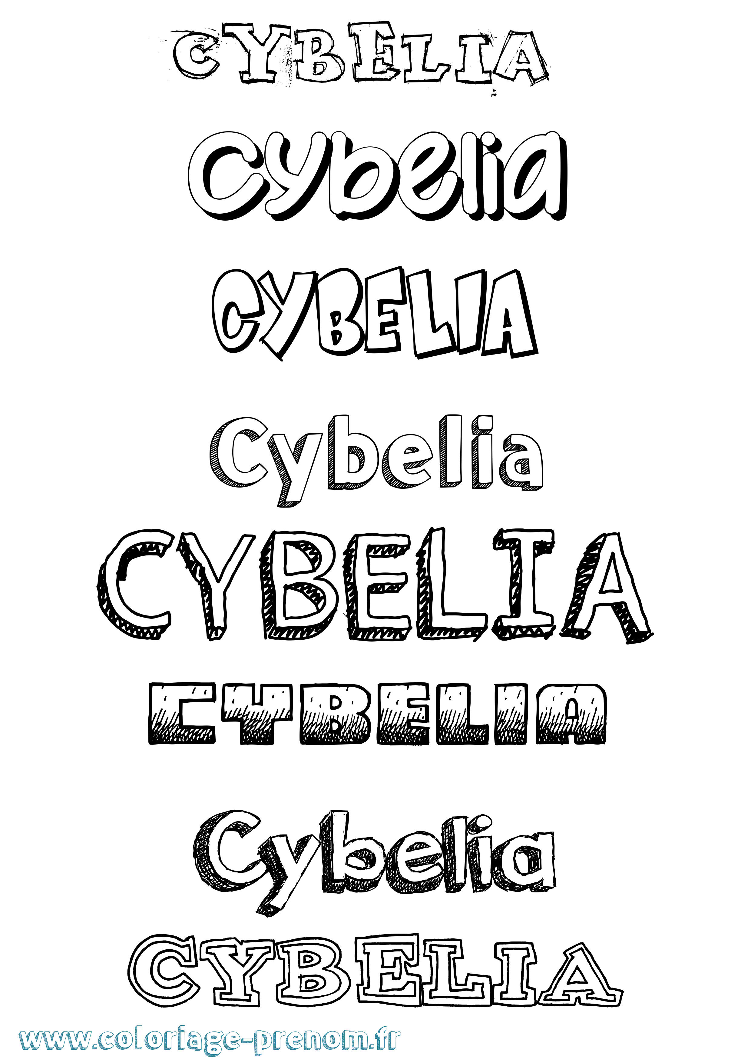 Coloriage prénom Cybelia Dessiné