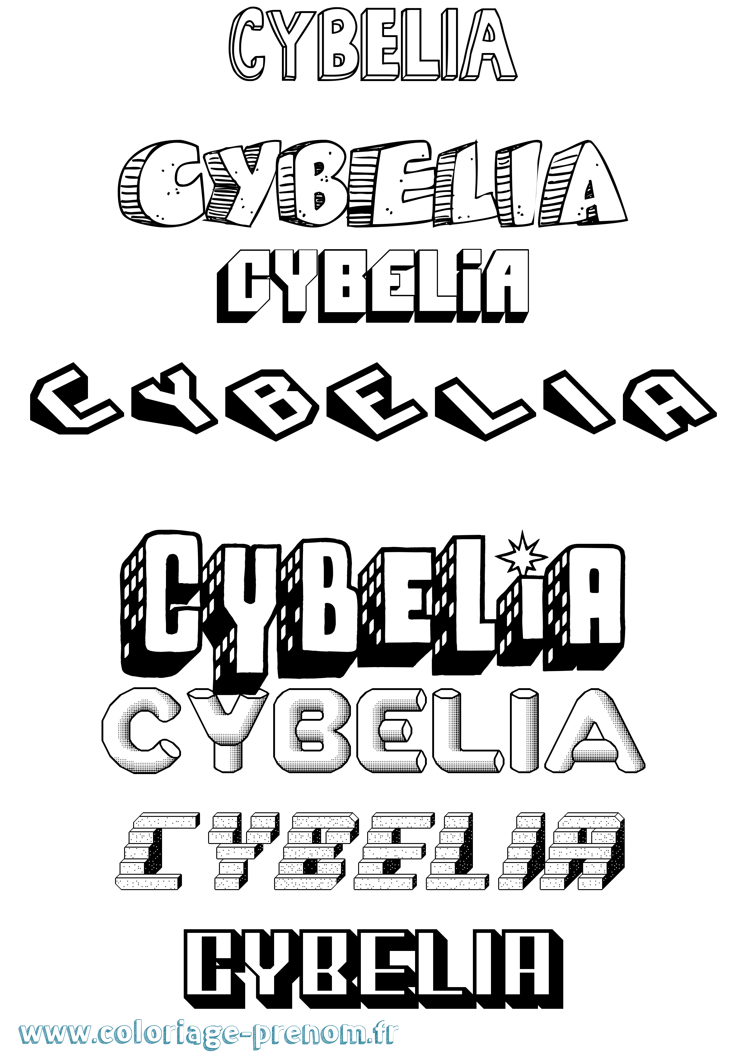 Coloriage prénom Cybelia Effet 3D