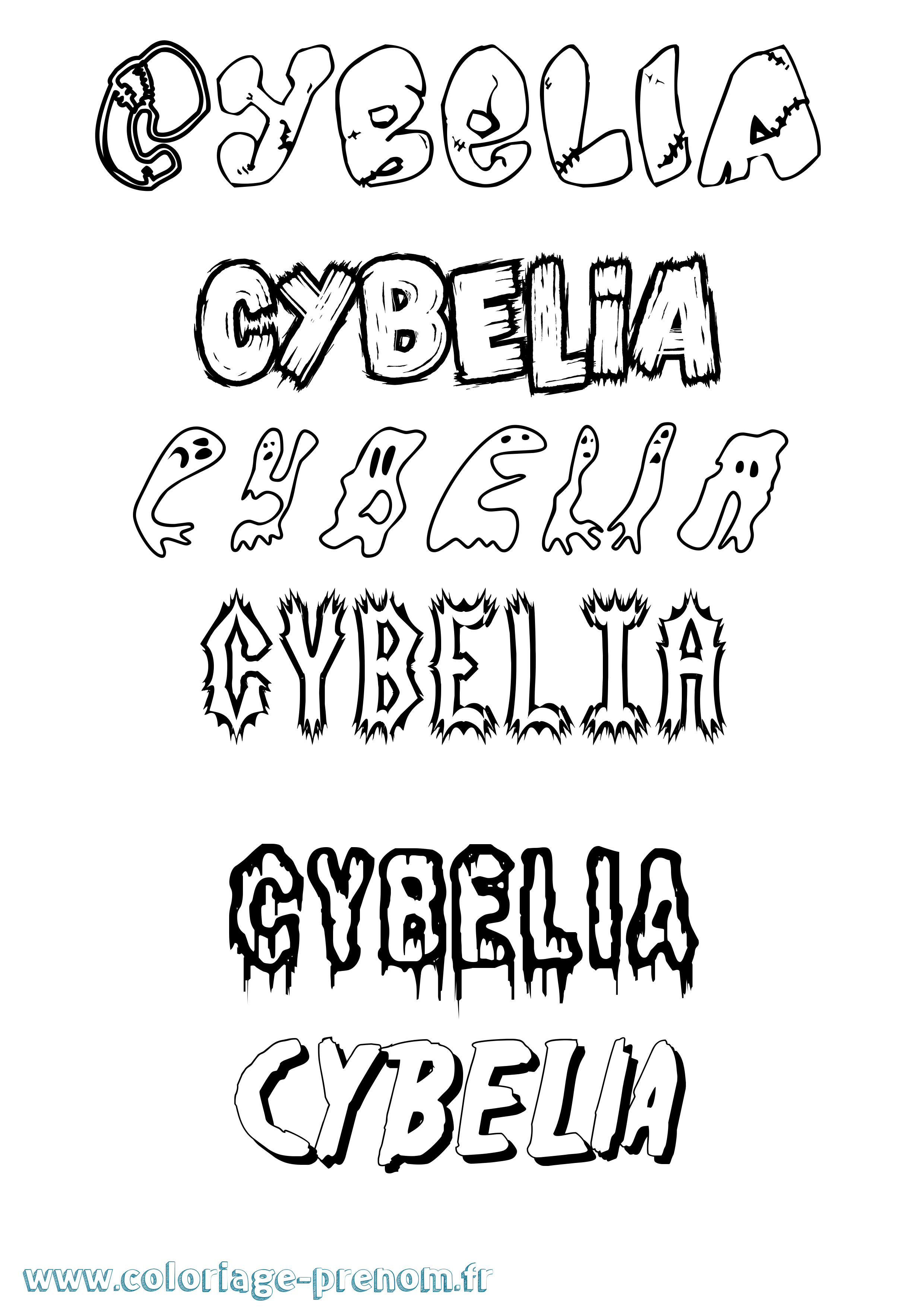 Coloriage prénom Cybelia Frisson