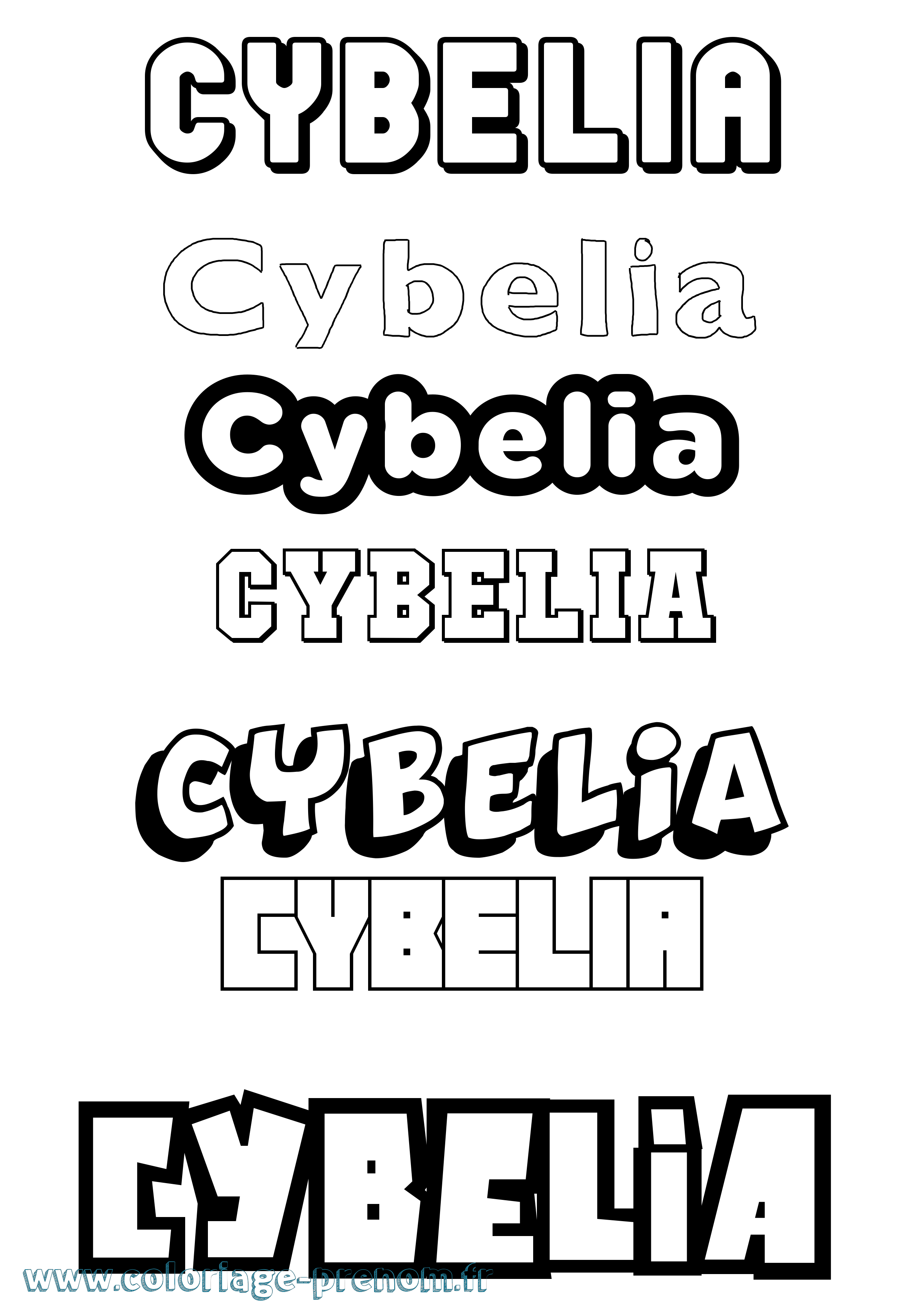 Coloriage prénom Cybelia Simple