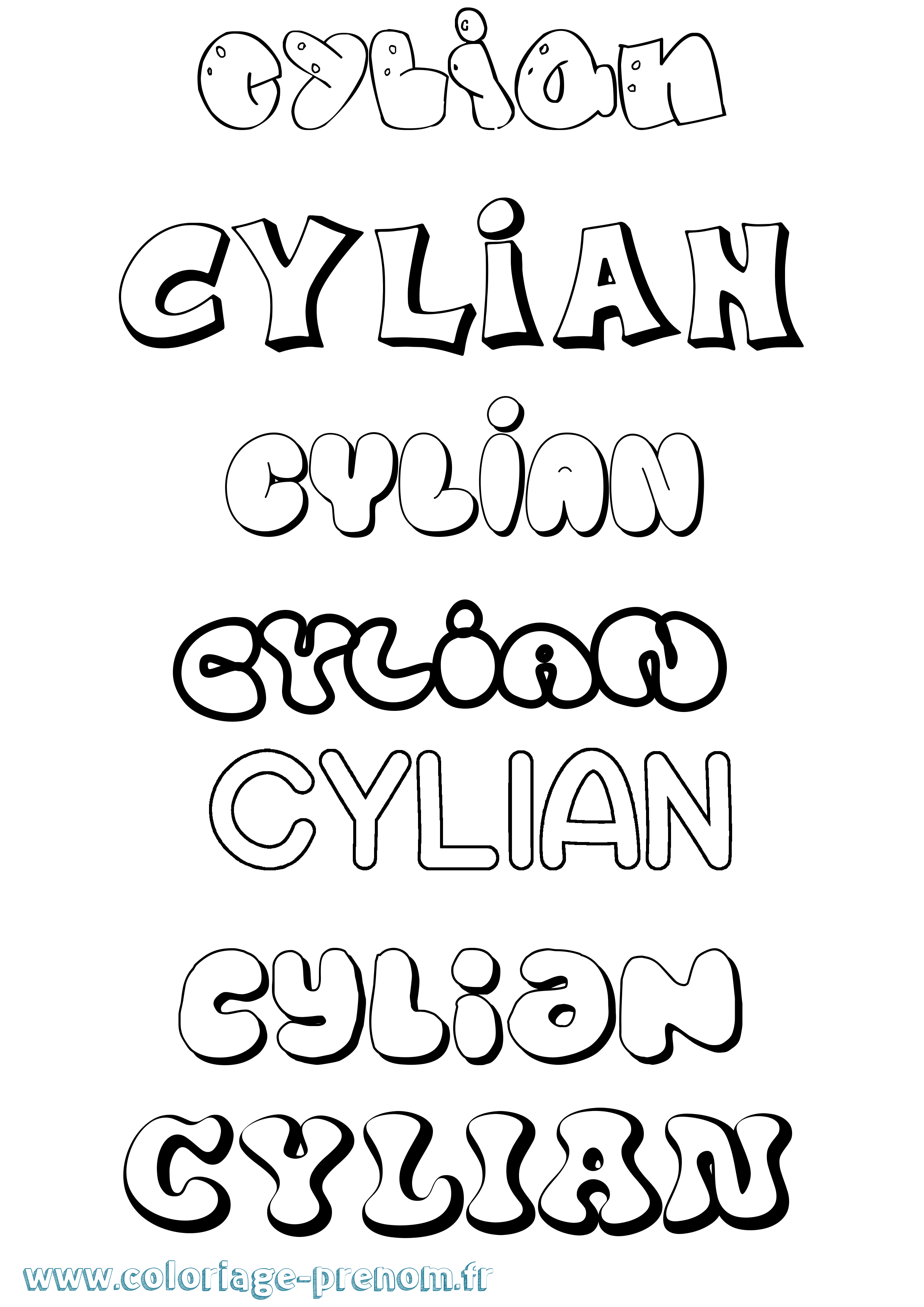 Coloriage prénom Cylian Bubble