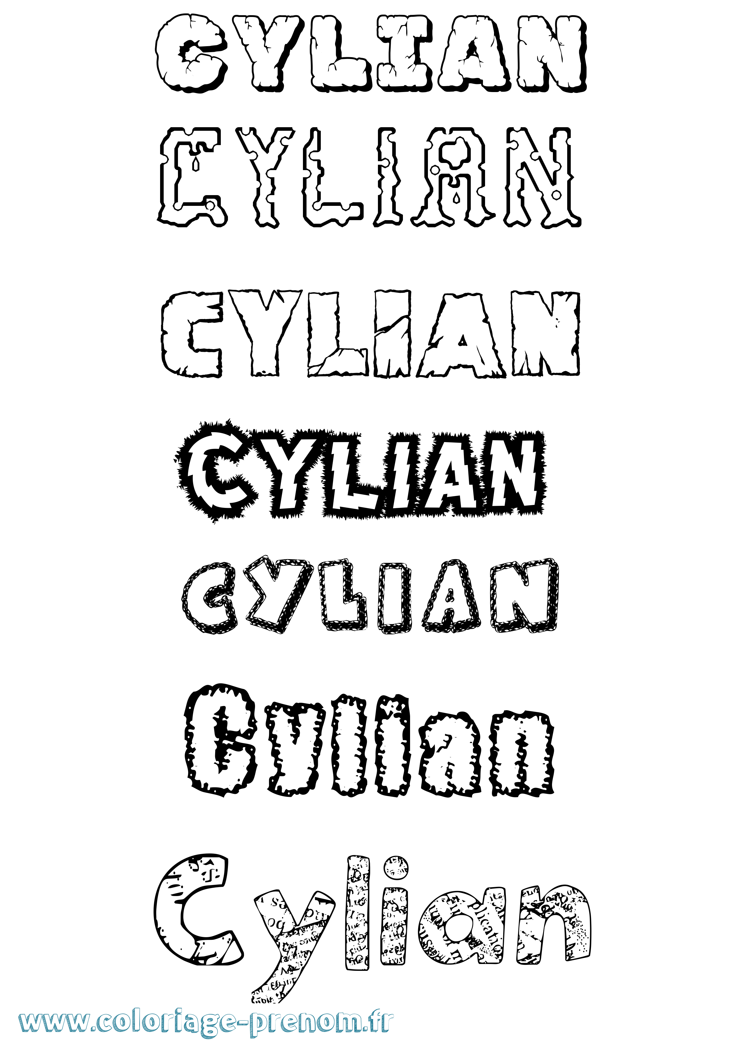 Coloriage prénom Cylian Destructuré