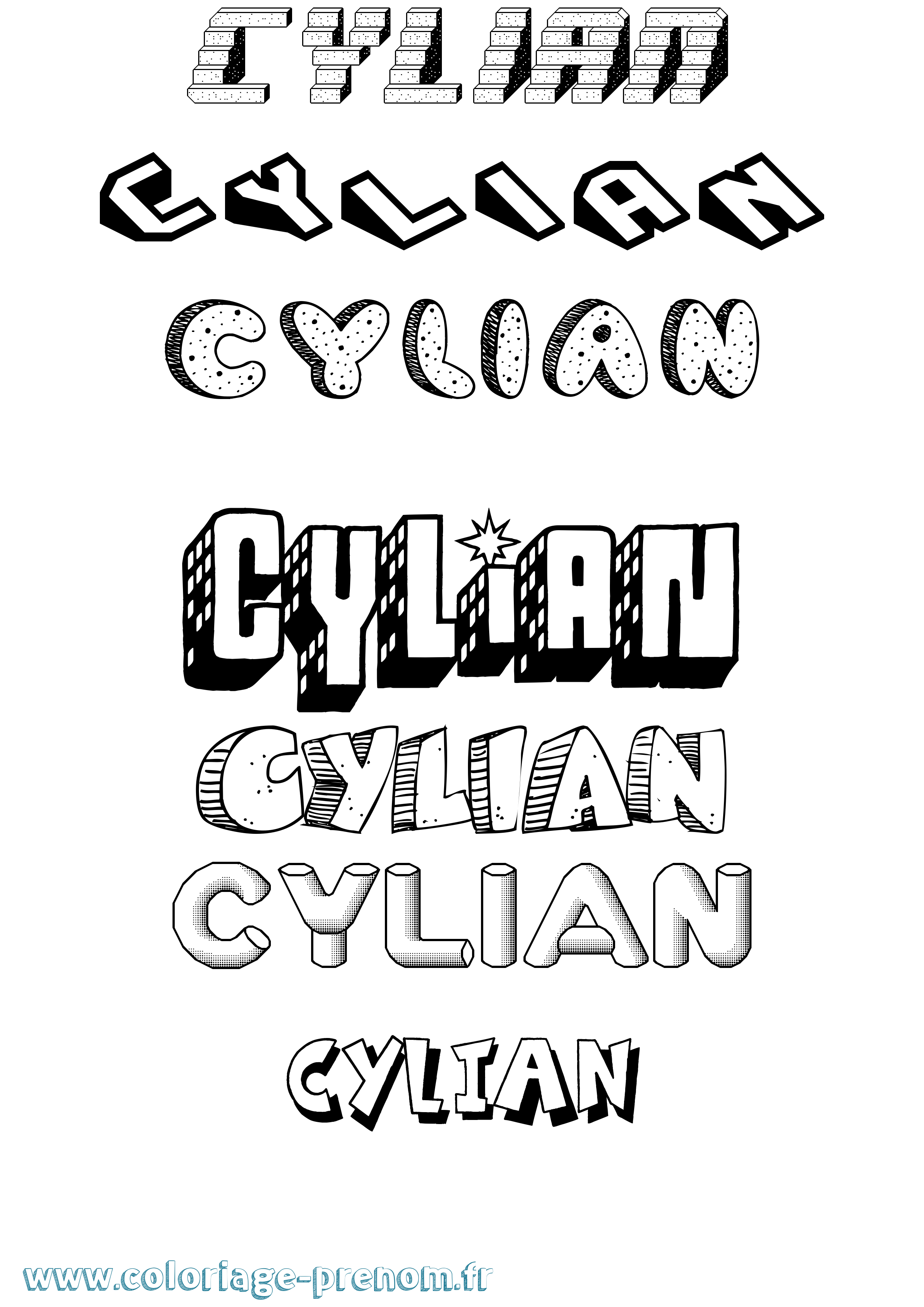 Coloriage prénom Cylian Effet 3D