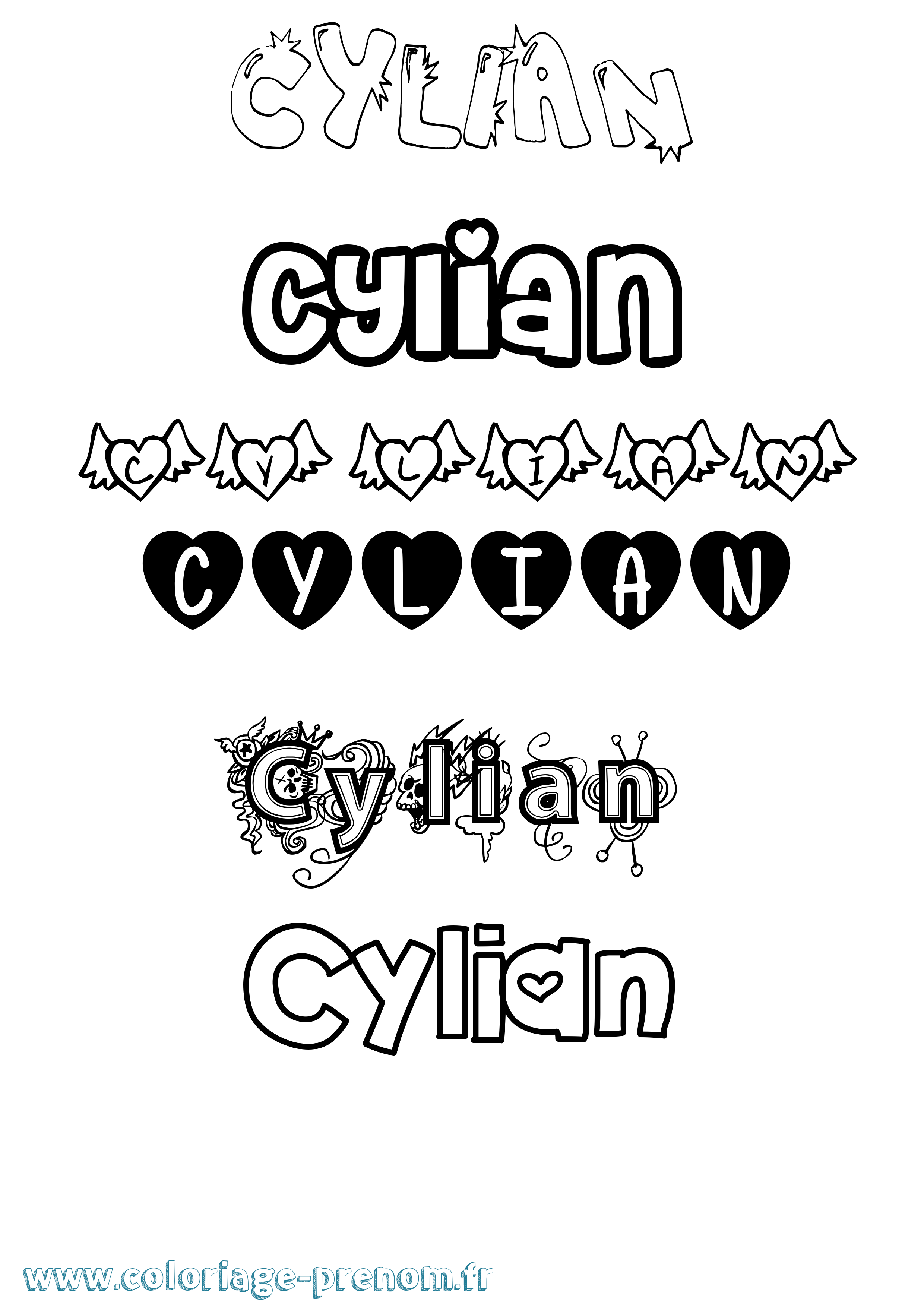 Coloriage prénom Cylian Girly