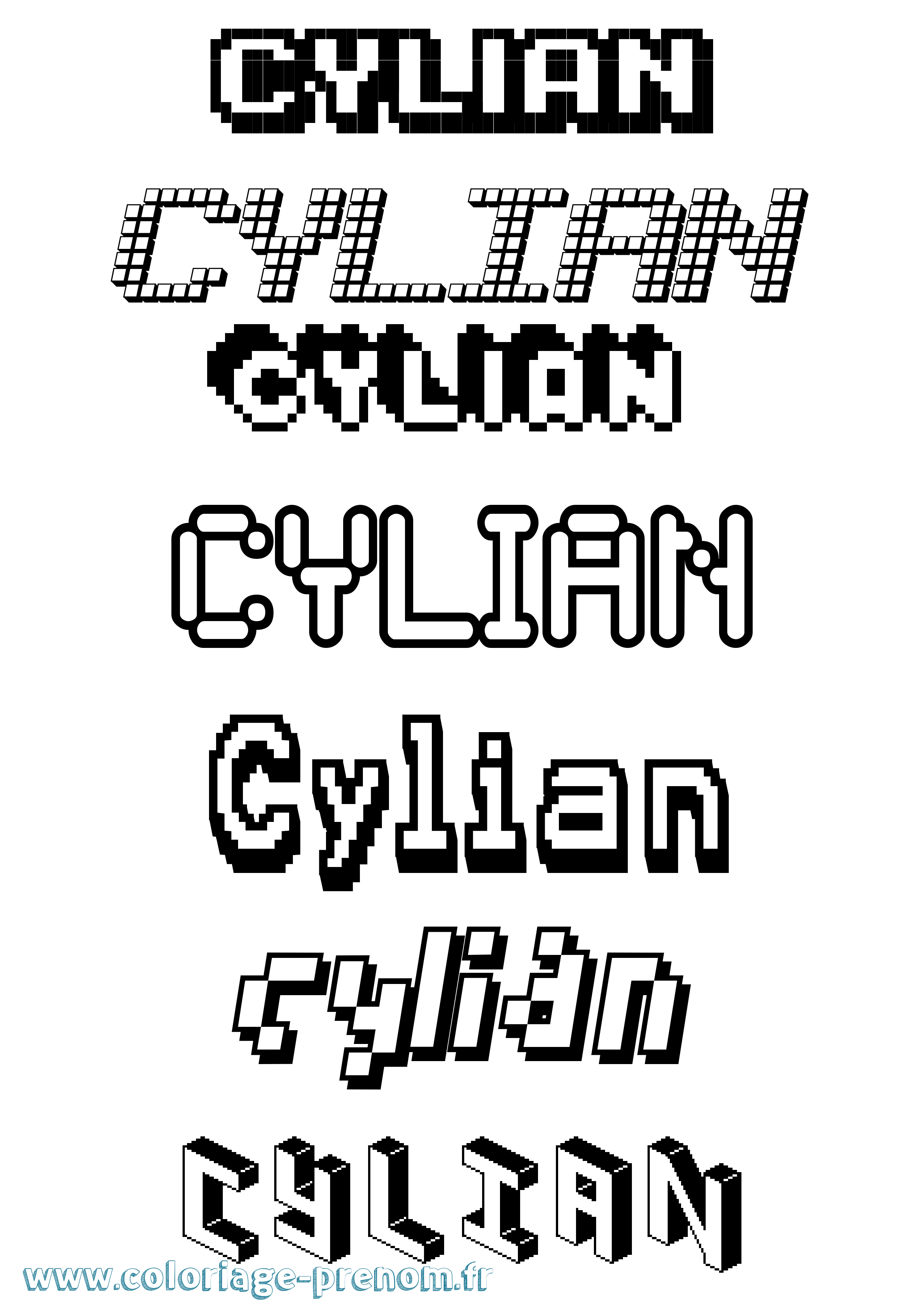 Coloriage prénom Cylian Pixel
