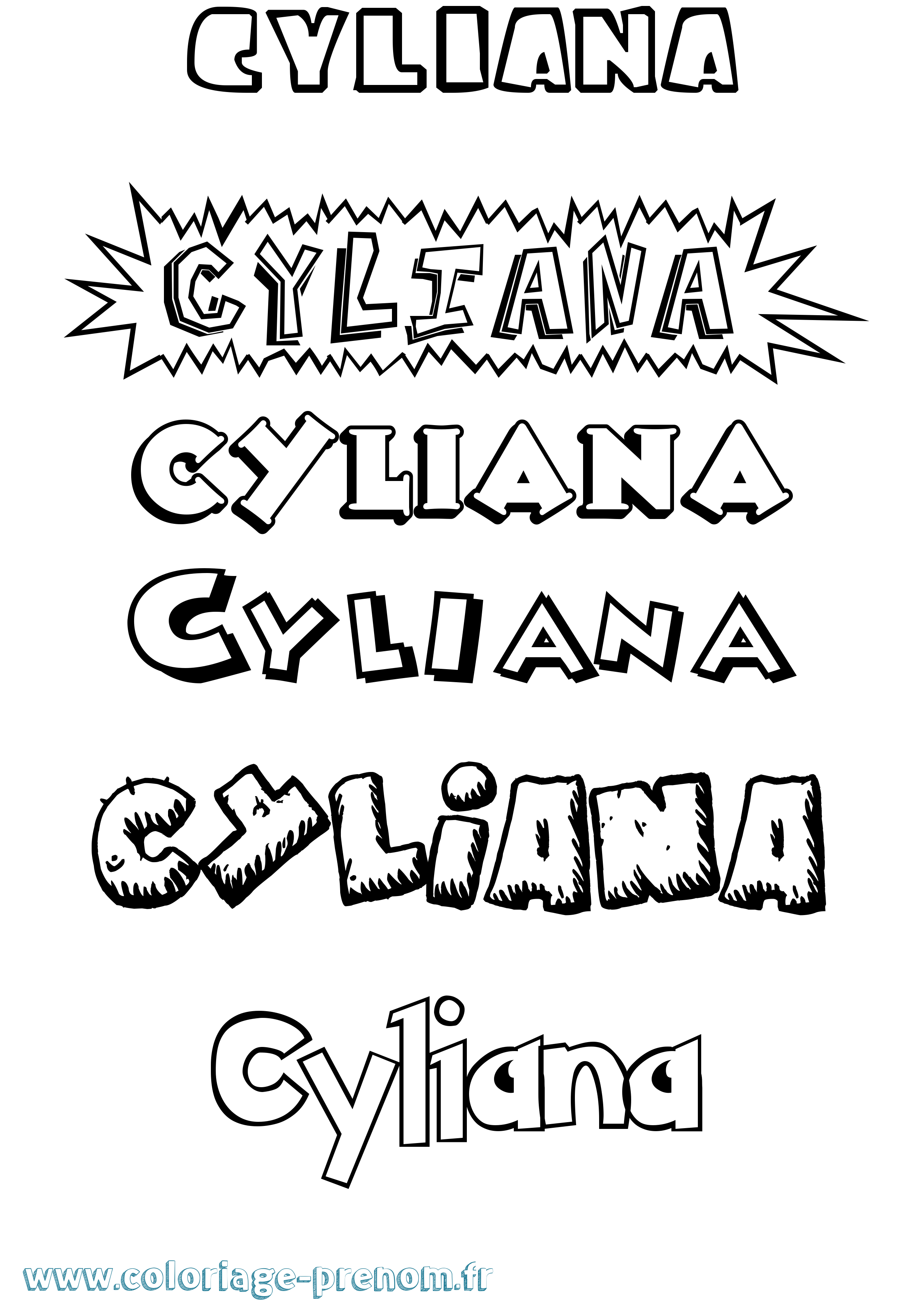 Coloriage prénom Cyliana Dessin Animé