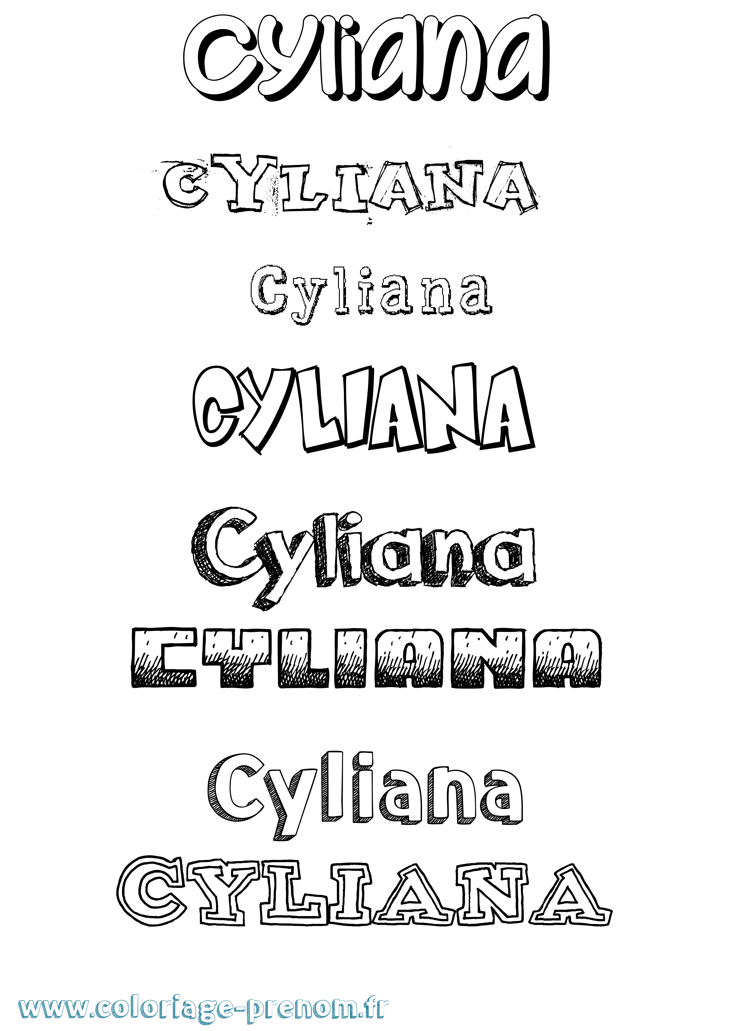 Coloriage prénom Cyliana Dessiné