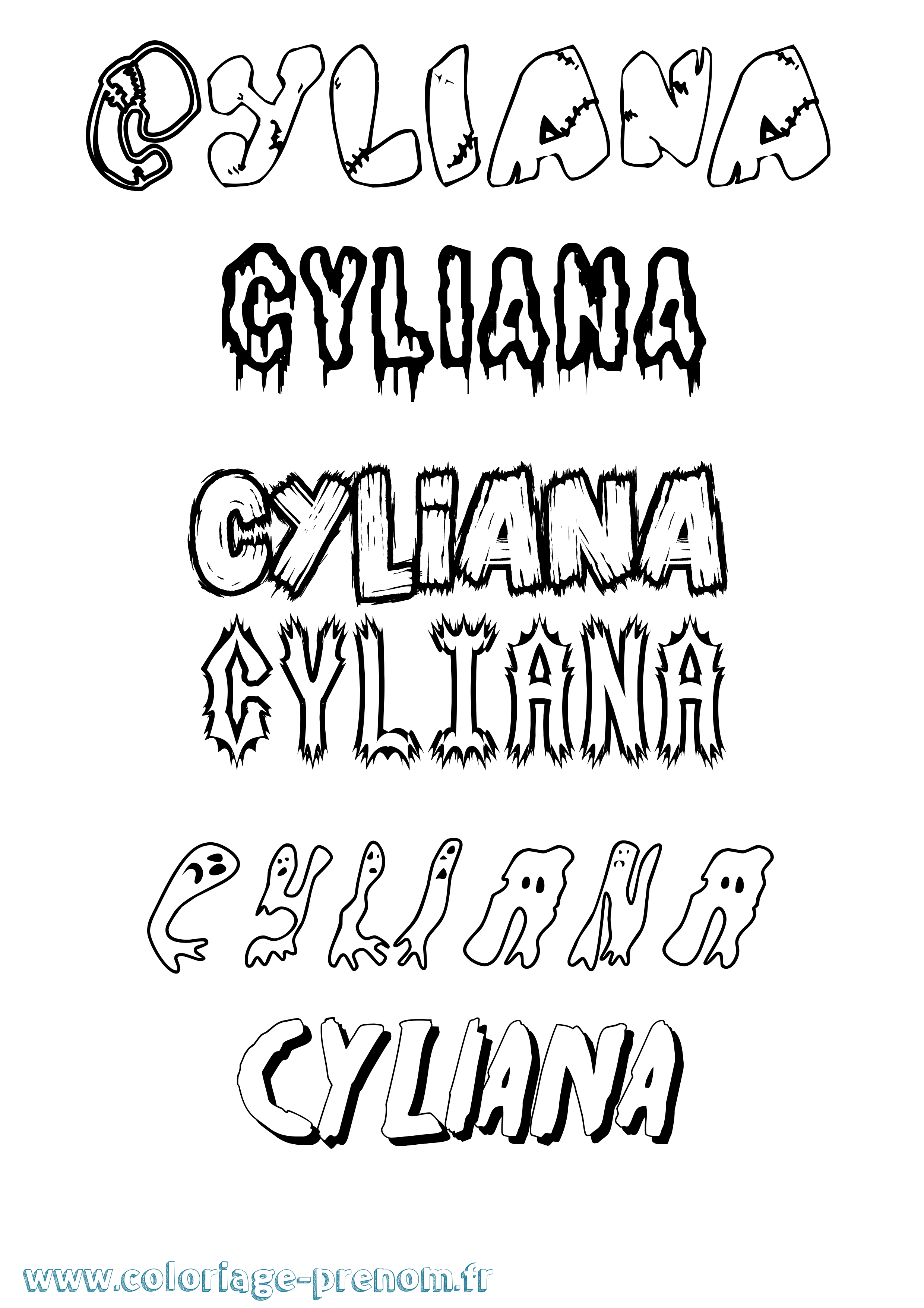 Coloriage prénom Cyliana Frisson