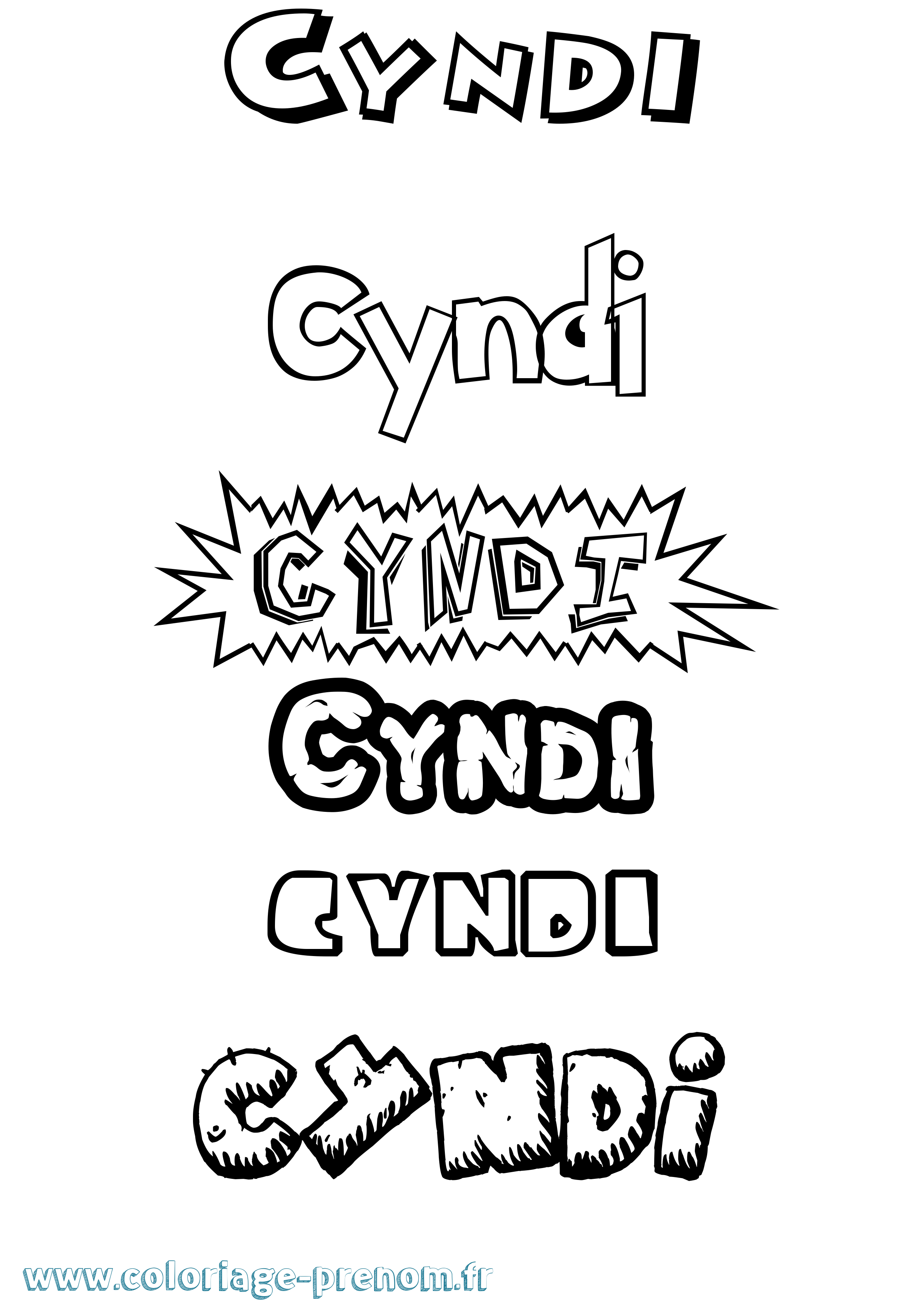 Coloriage prénom Cyndi Dessin Animé