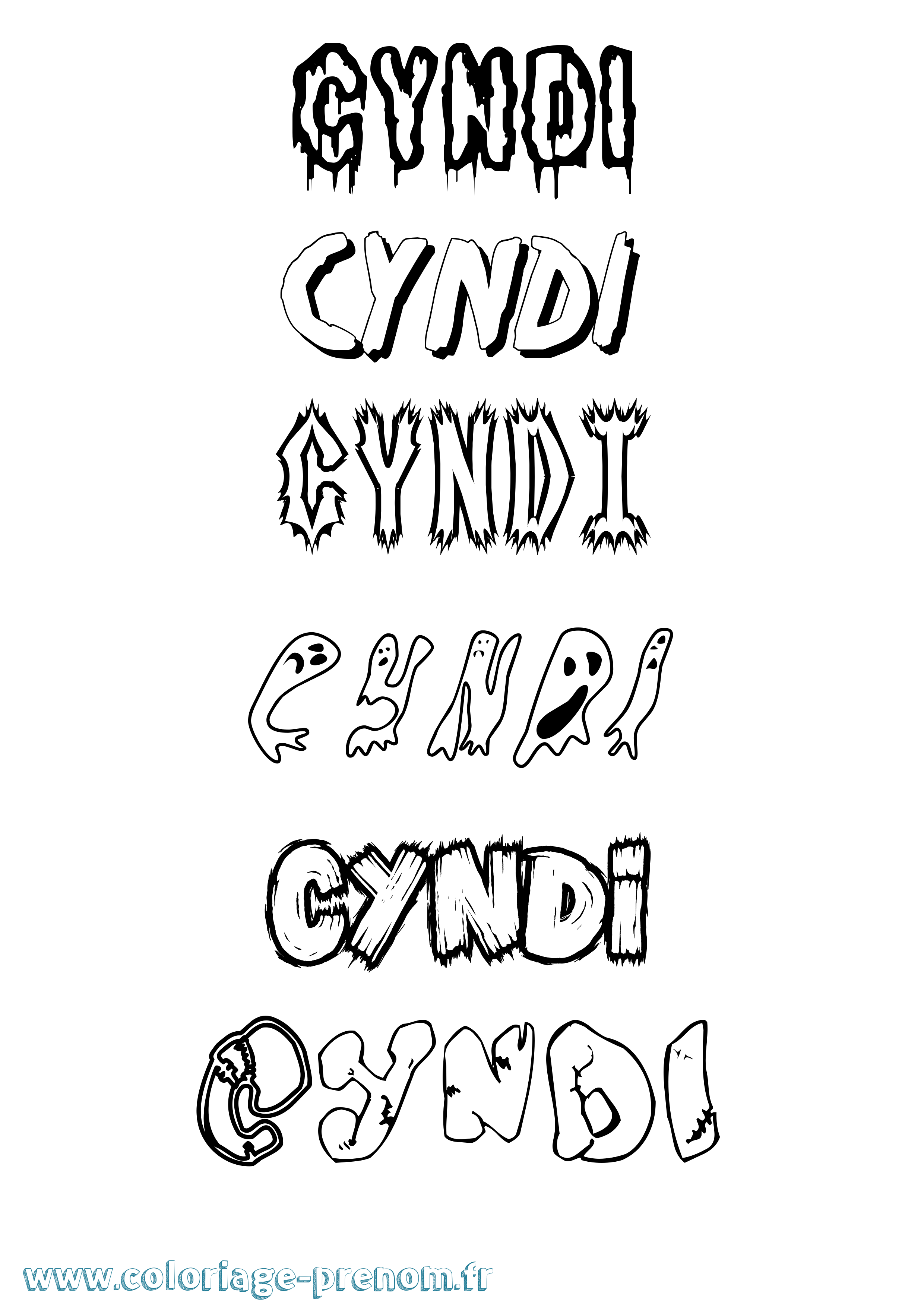 Coloriage prénom Cyndi Frisson