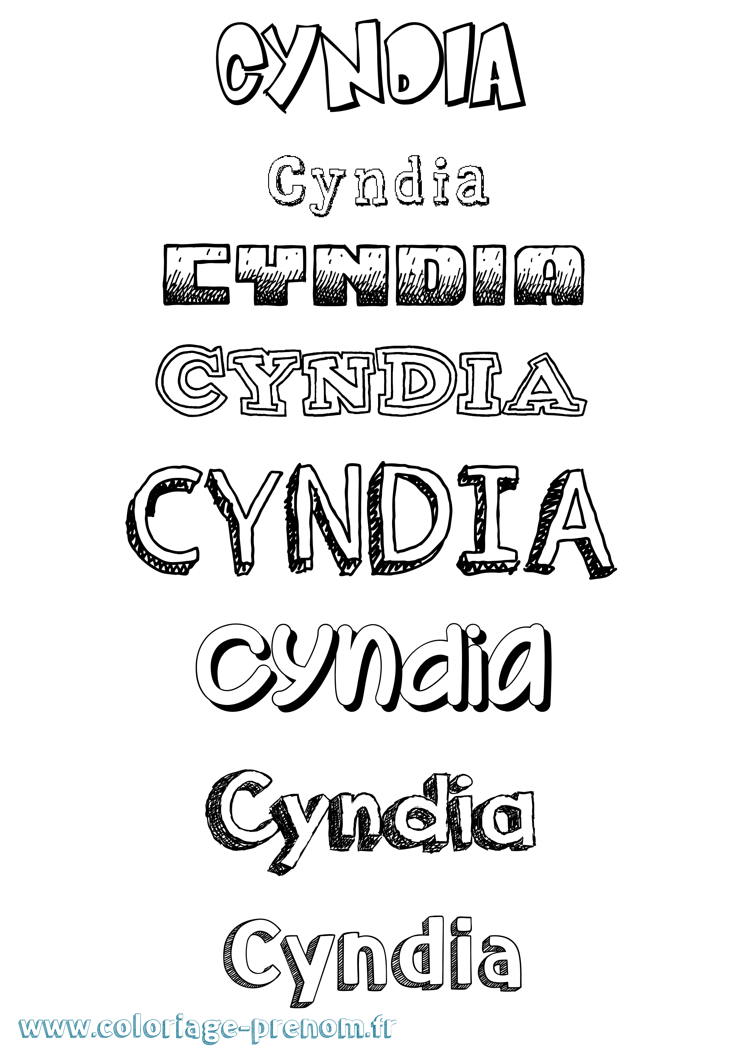 Coloriage prénom Cyndia Dessiné