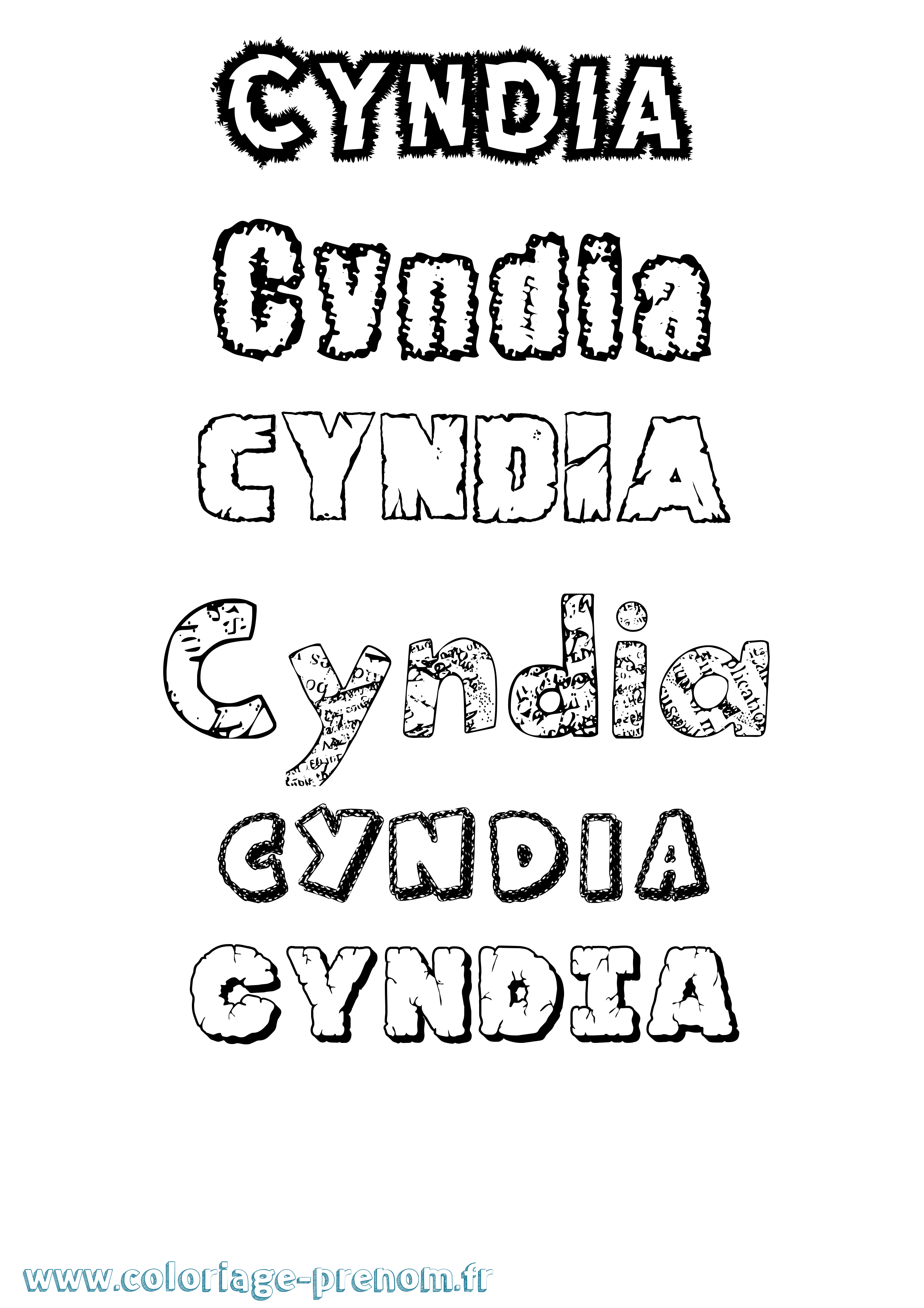 Coloriage prénom Cyndia Destructuré