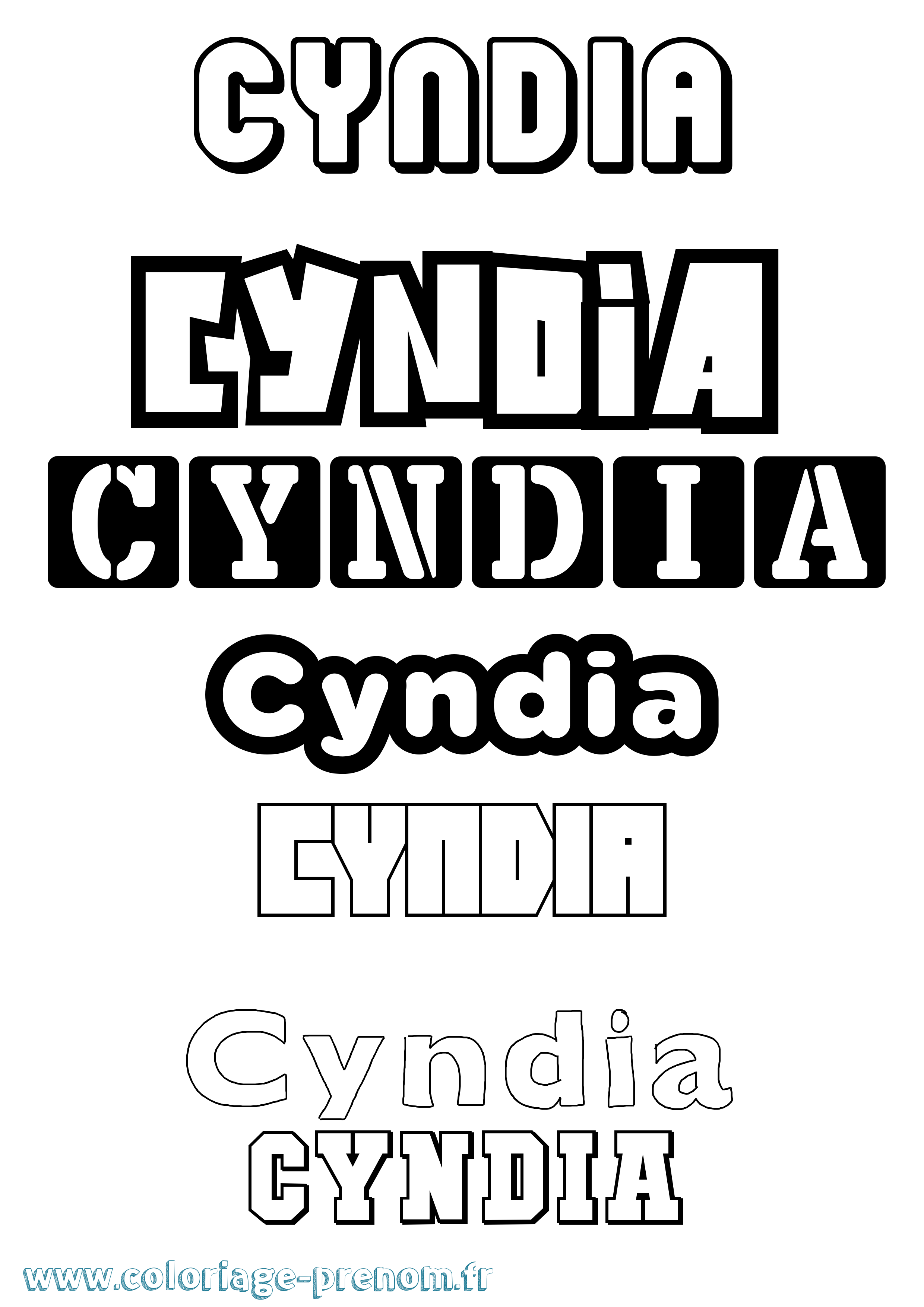 Coloriage prénom Cyndia Simple