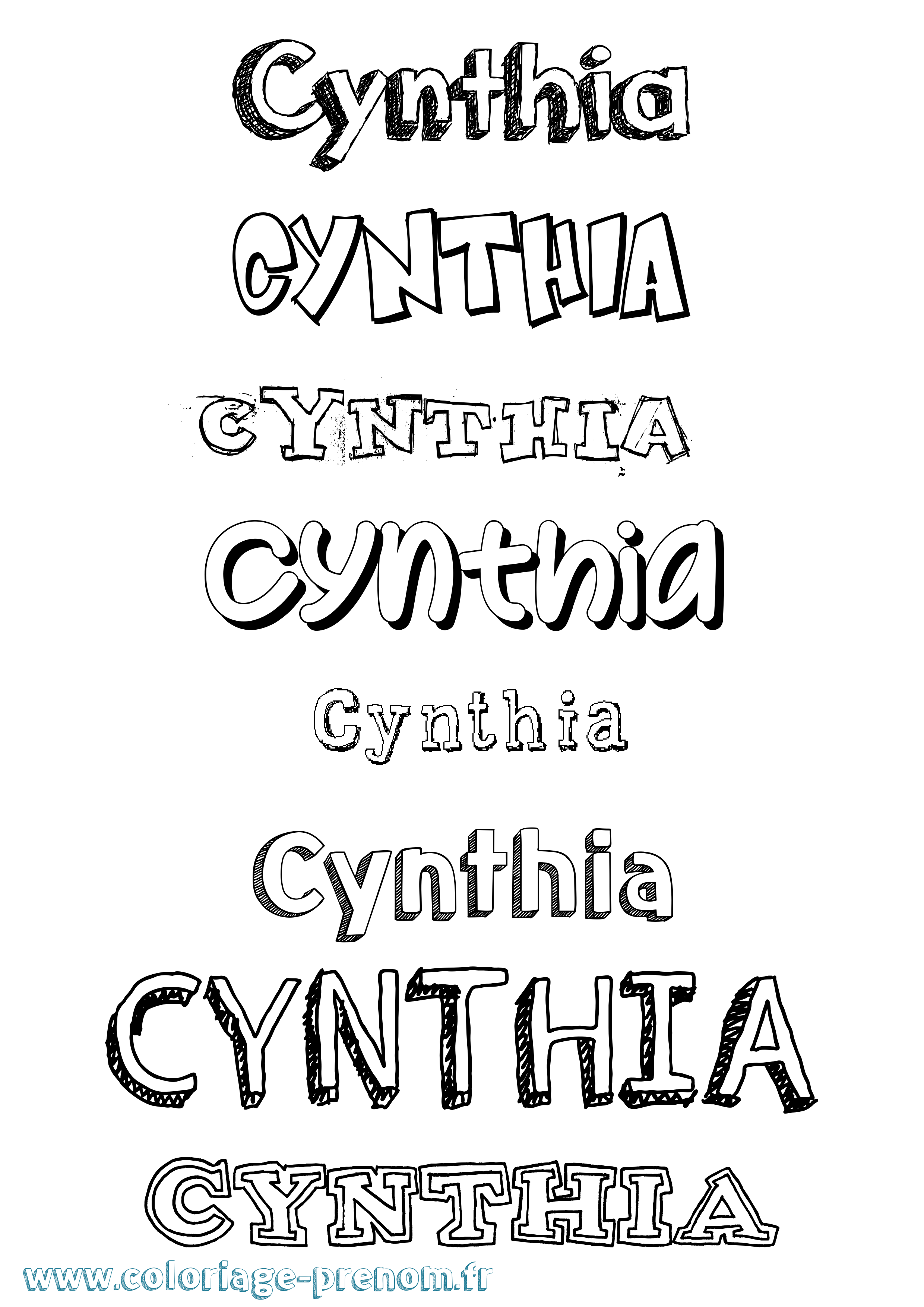 Coloriage prénom Cynthia Dessiné
