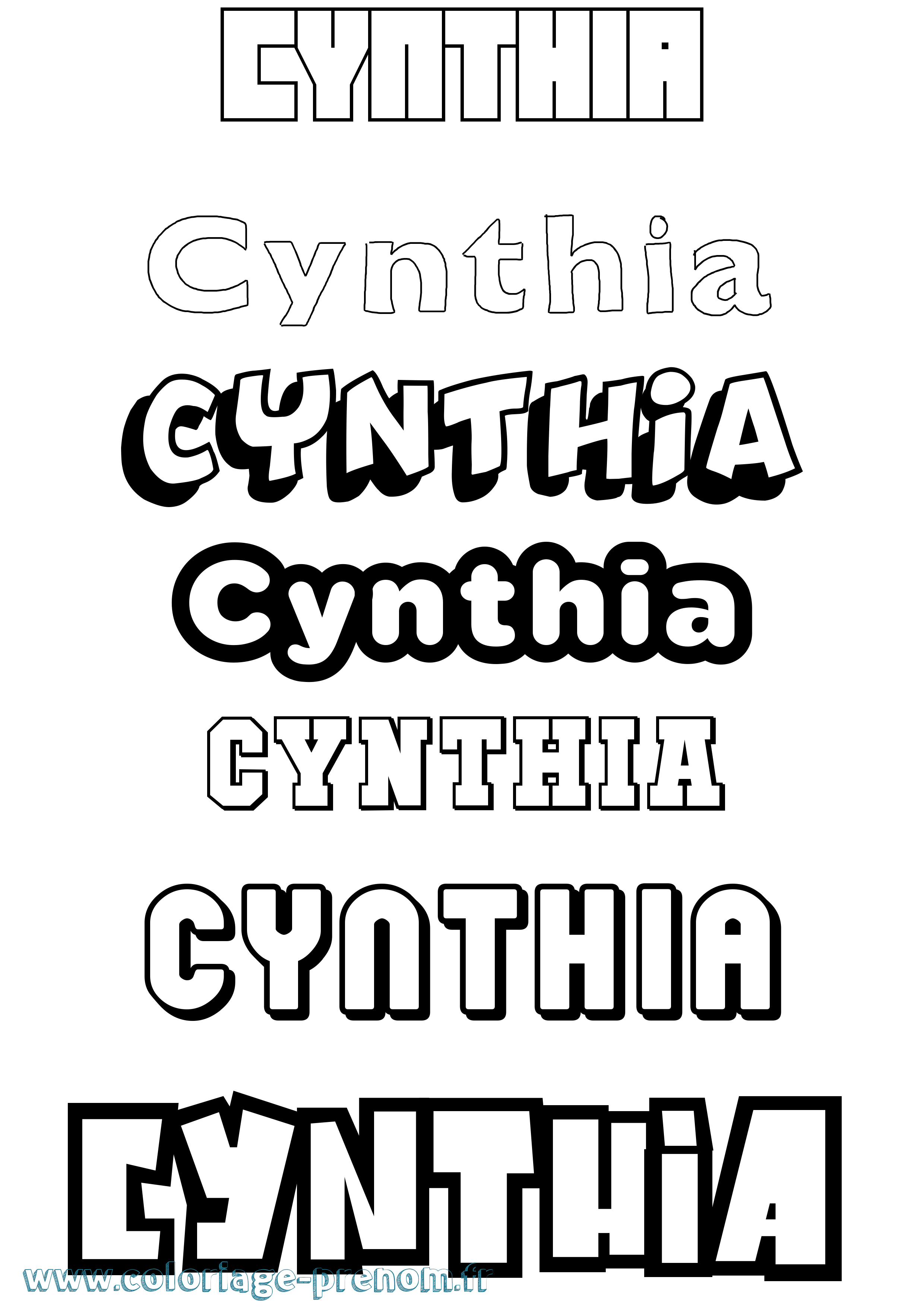 Coloriage prénom Cynthia Simple