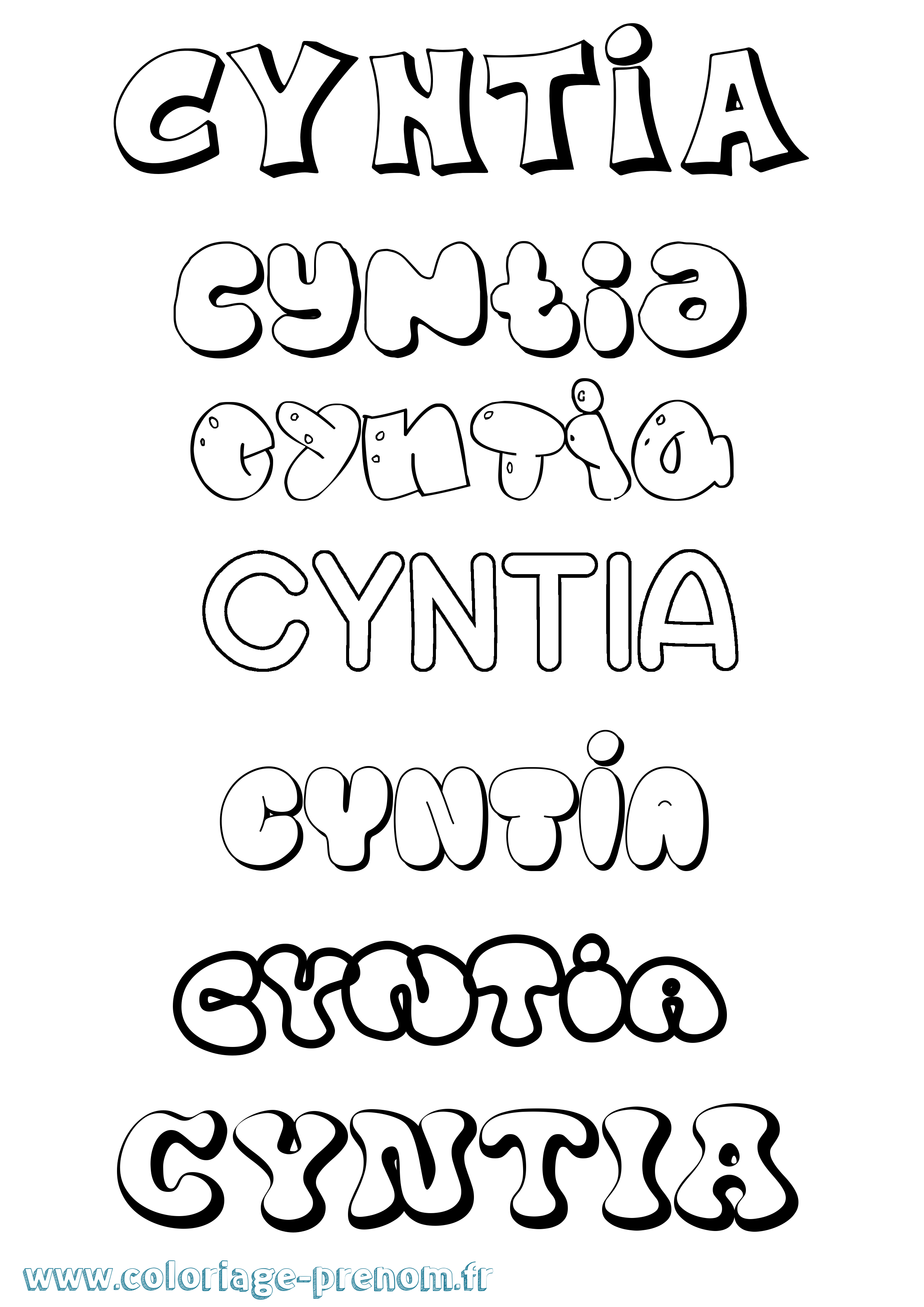Coloriage Cyntia Bubble Coloriage prénom Cyntia Bubble