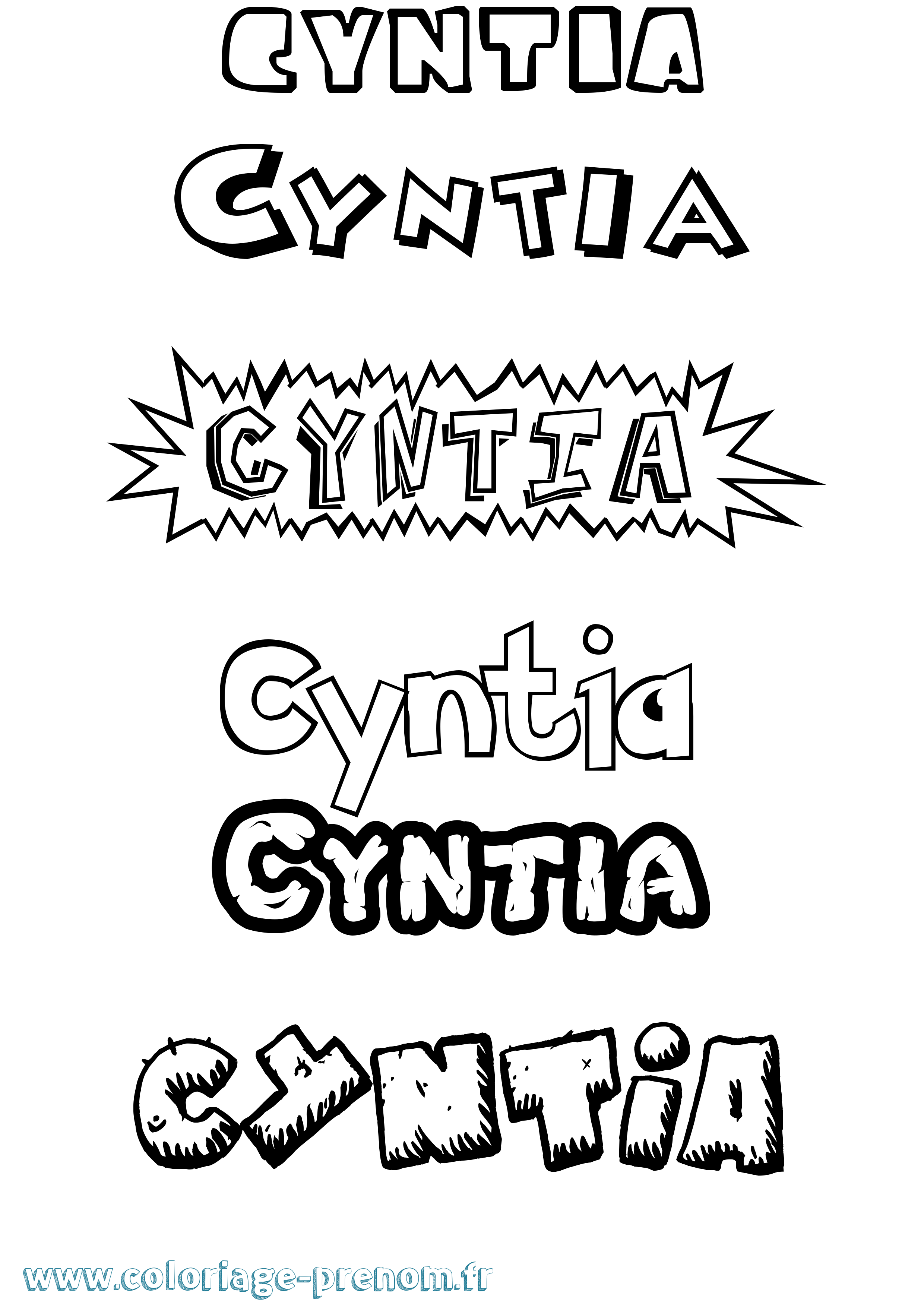 Coloriage Cyntia Dessin Animé Coloriage prénom Cyntia Dessin Animé