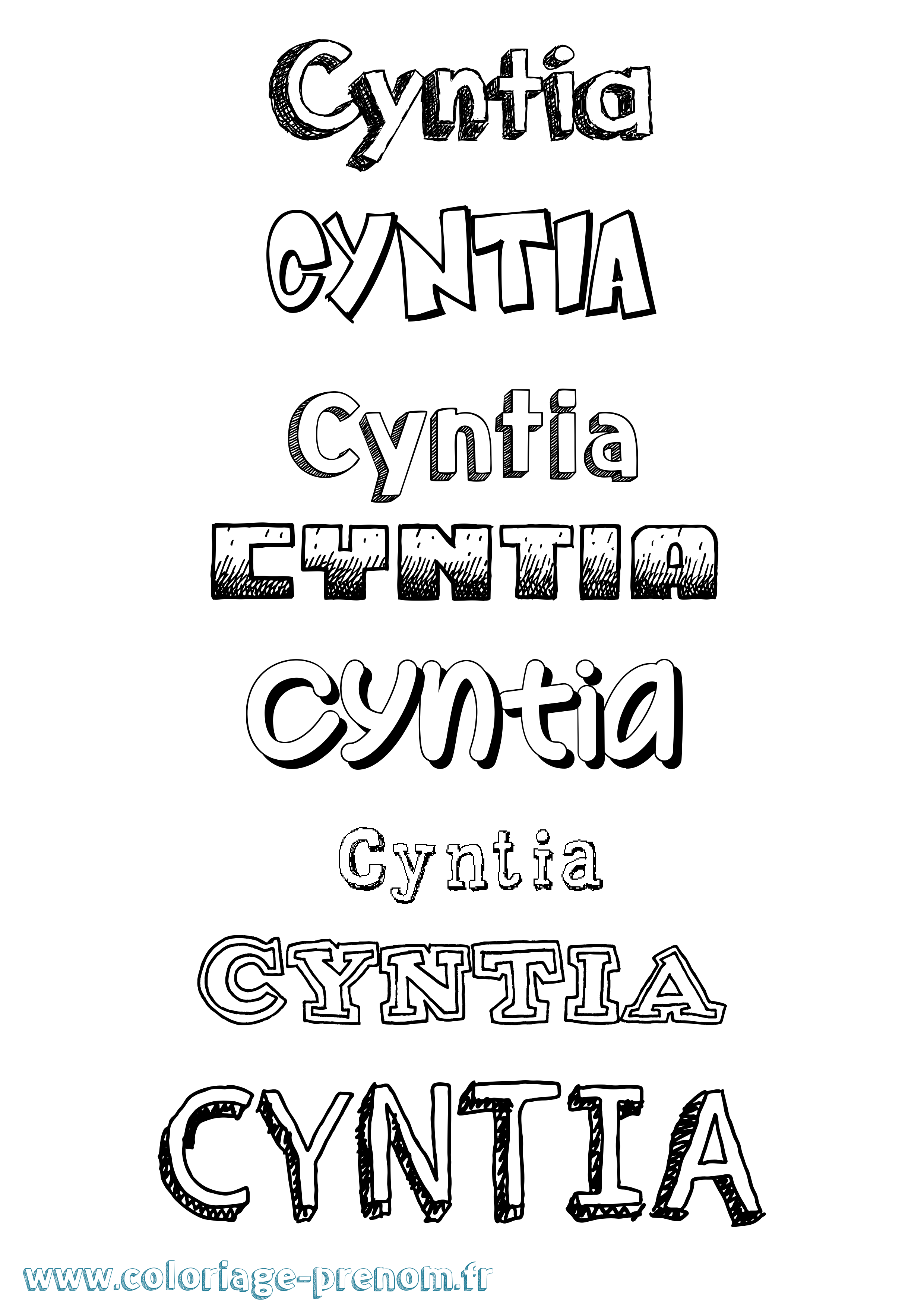Coloriage Cyntia Dessiné Coloriage prénom Cyntia Dessiné