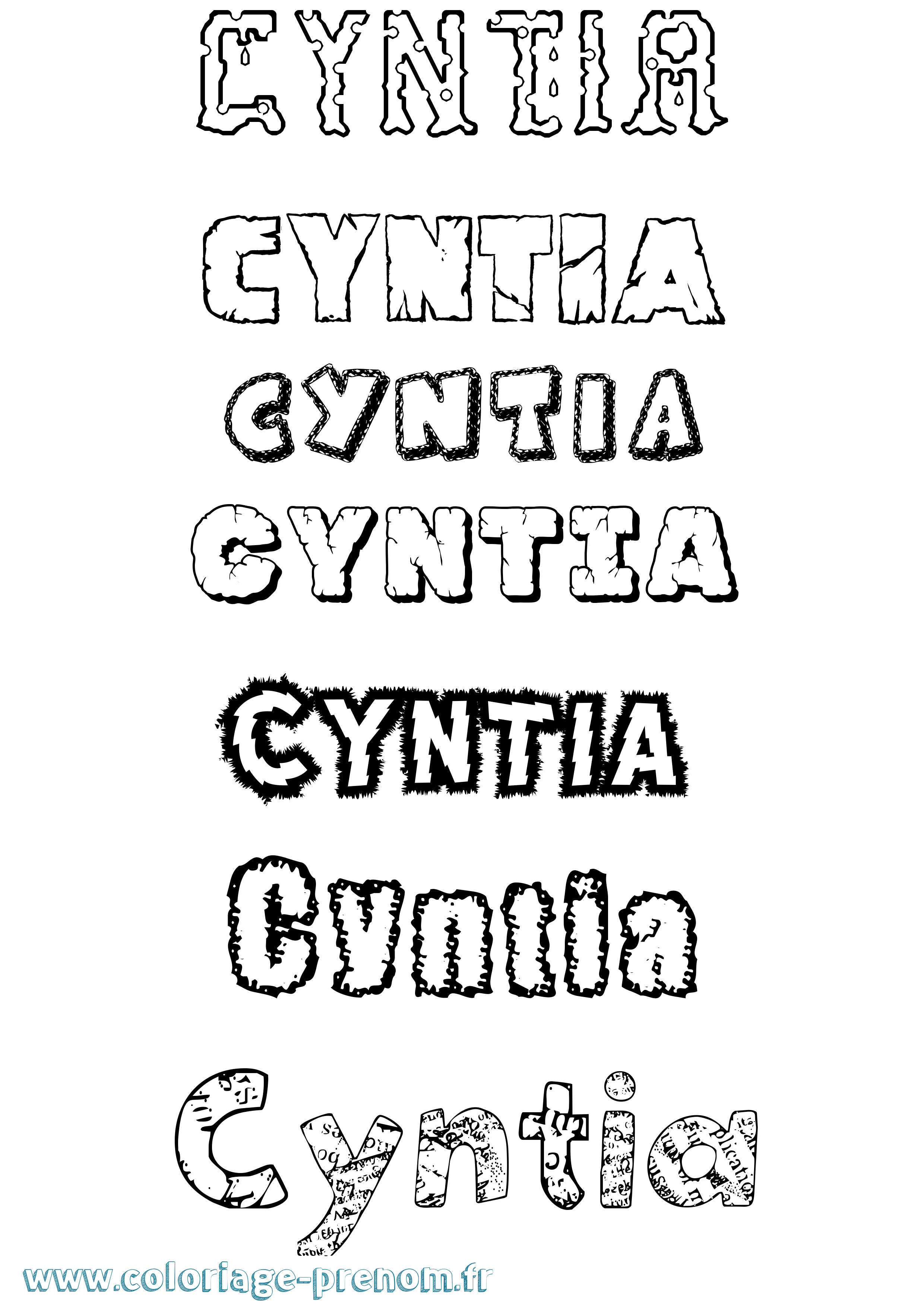 Coloriage Cyntia Destructuré Coloriage prénom Cyntia Destructuré