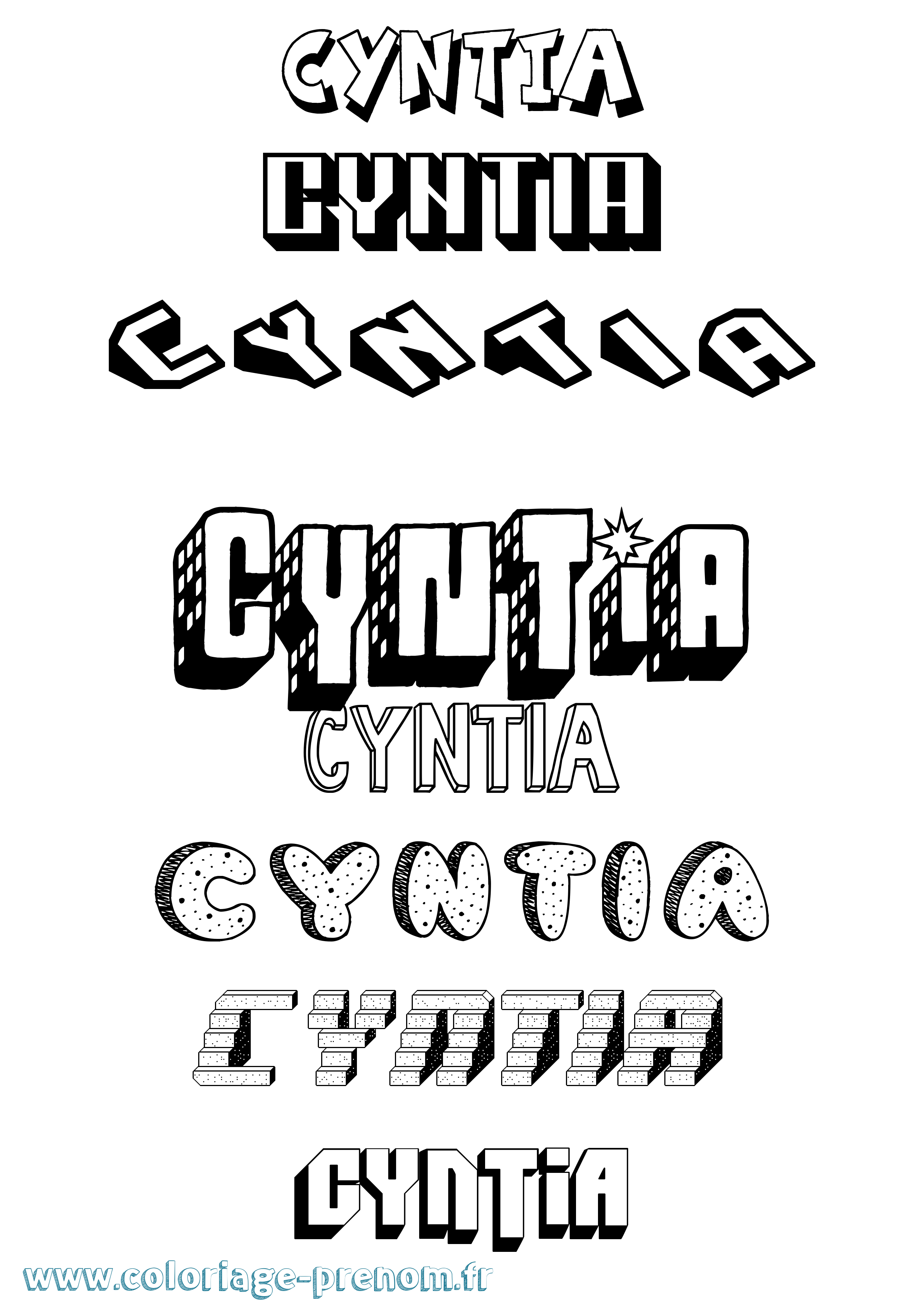 Coloriage Cyntia Effet 3D Coloriage prénom Cyntia Effet 3D