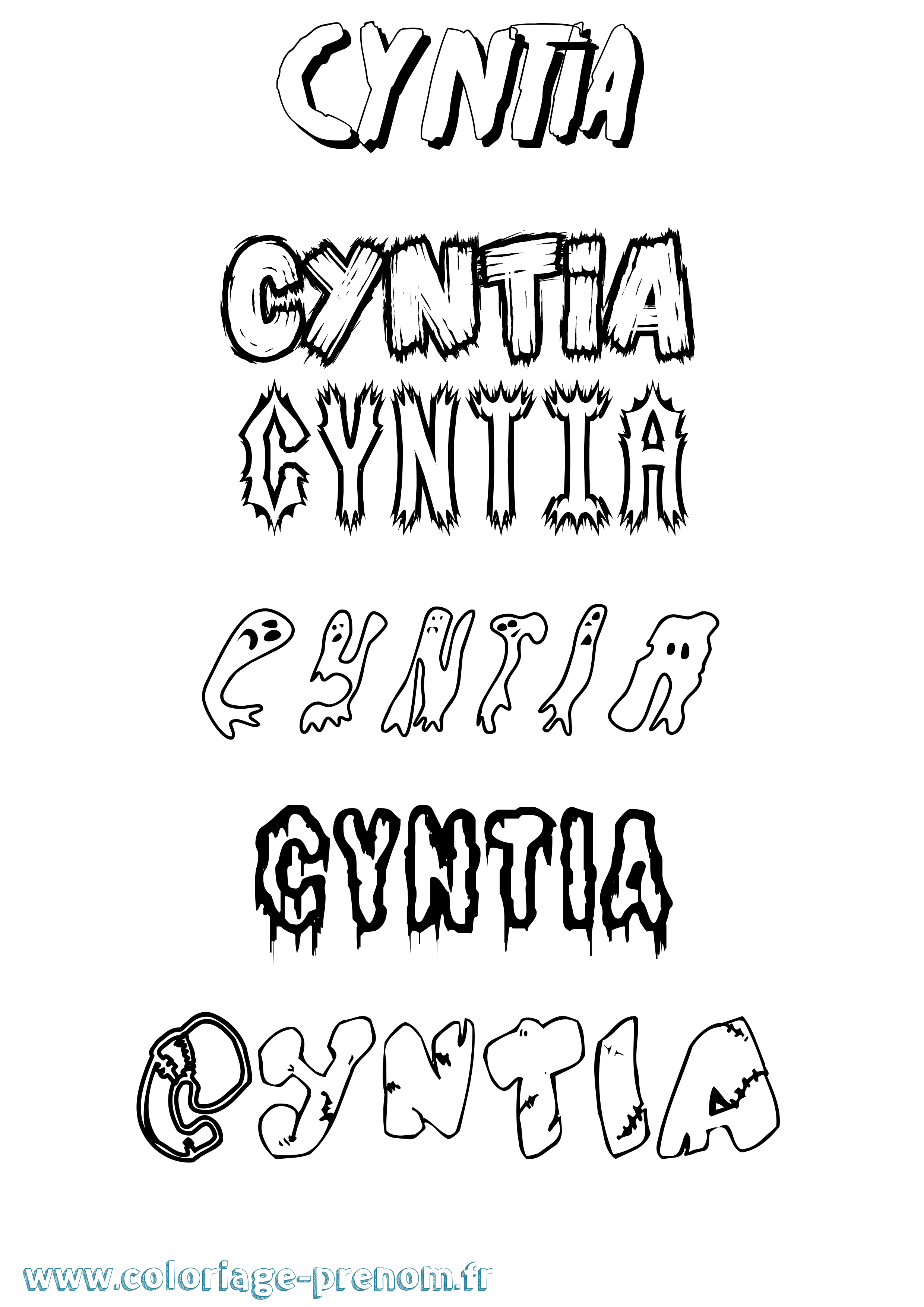 Coloriage Cyntia Frisson Coloriage prénom Cyntia Frisson