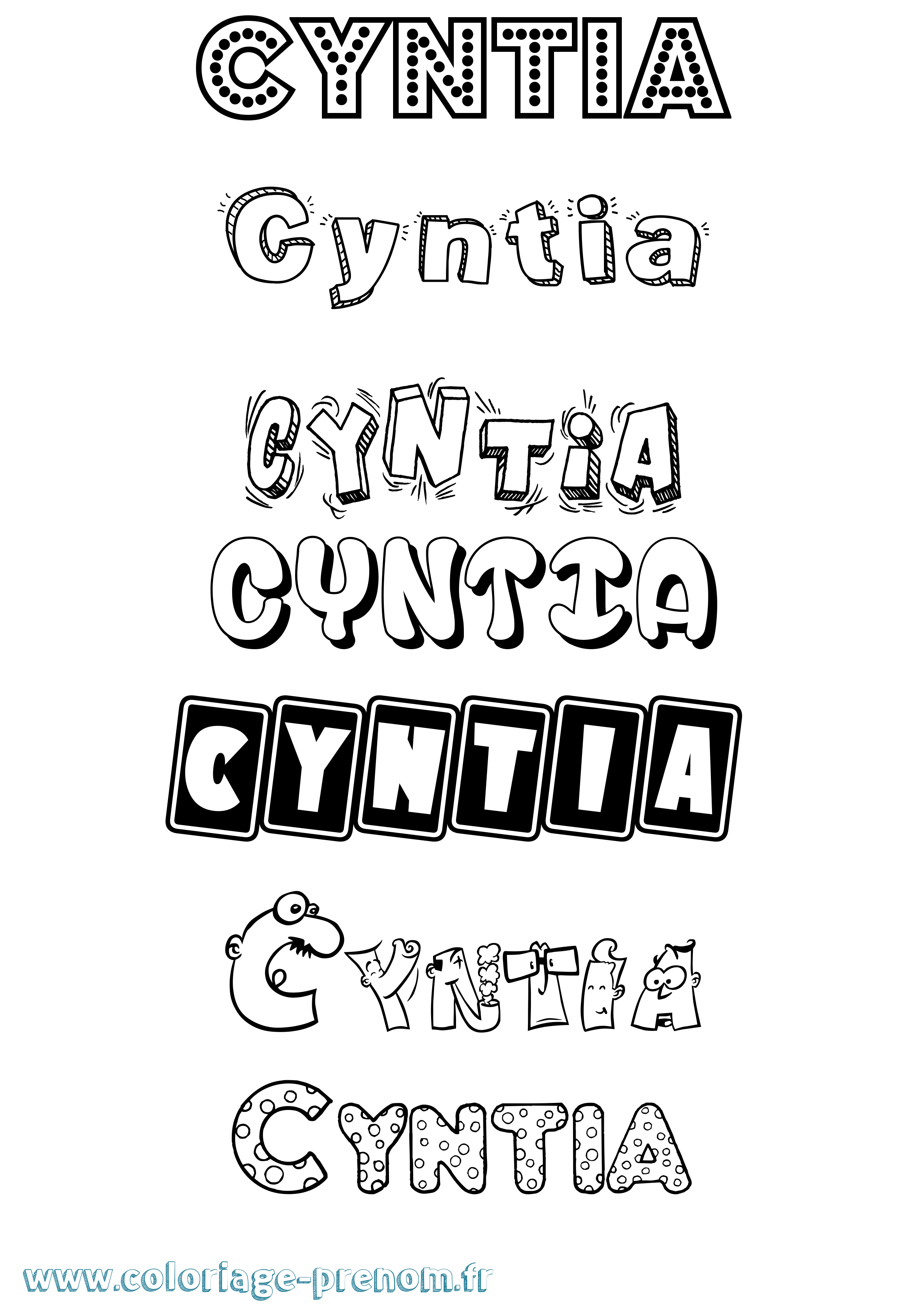 Coloriage Cyntia Fun Coloriage prénom Cyntia Fun