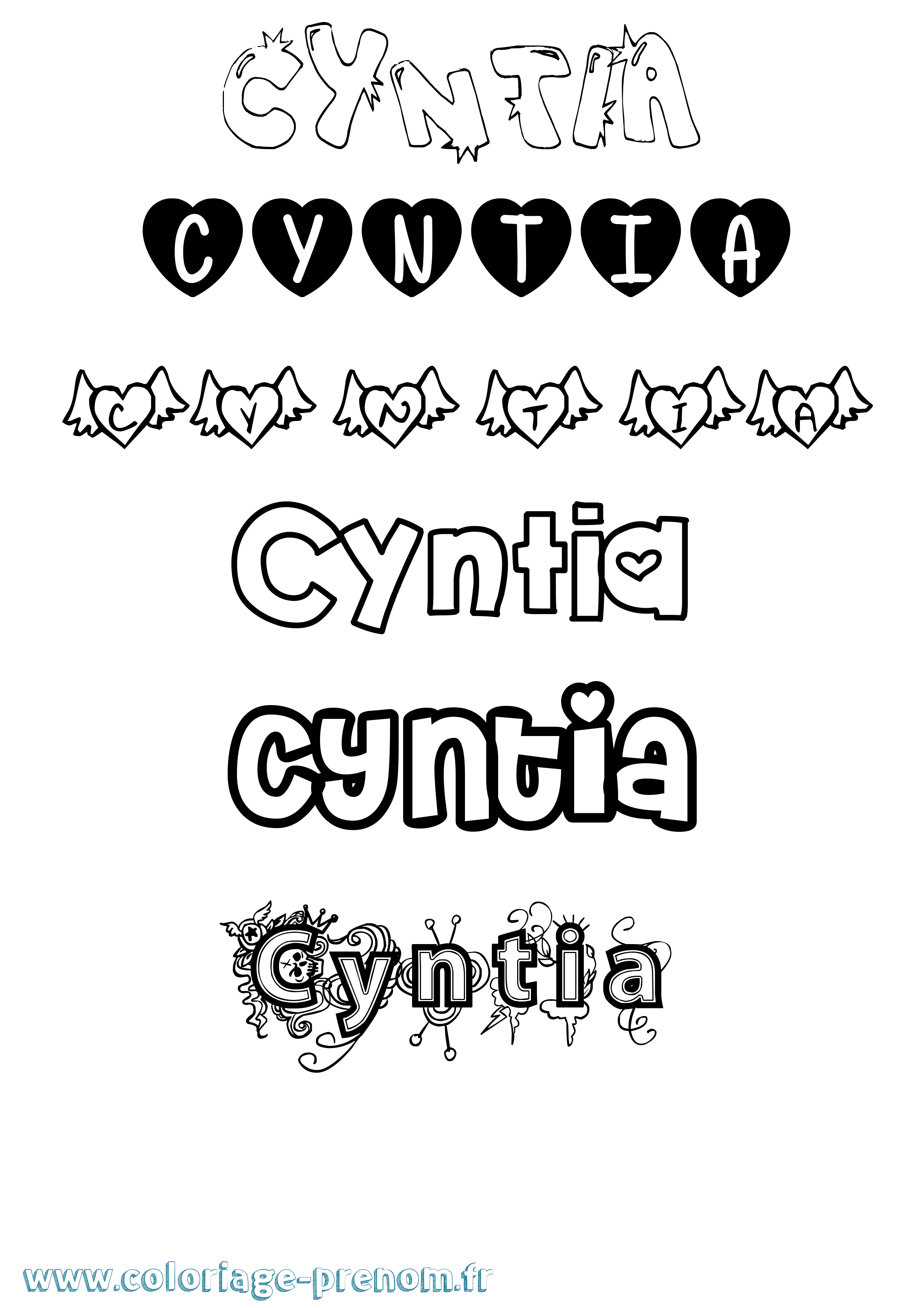 Coloriage Cyntia Girly Coloriage prénom Cyntia Girly