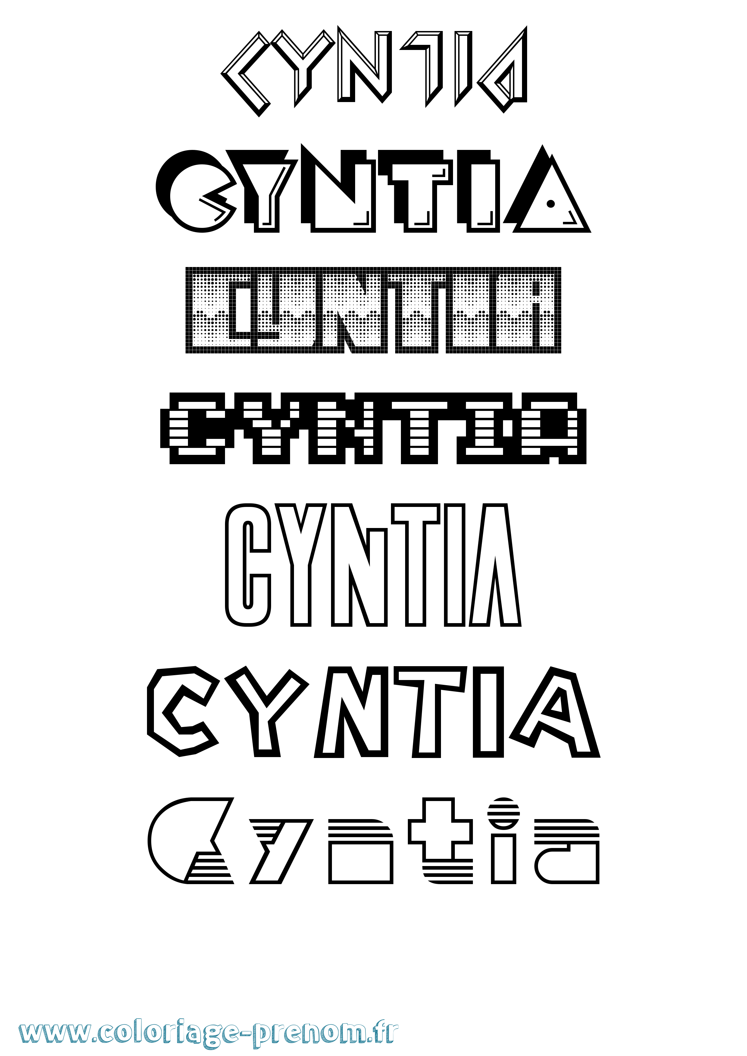 Coloriage prénom Cyntia Jeux Vidéos