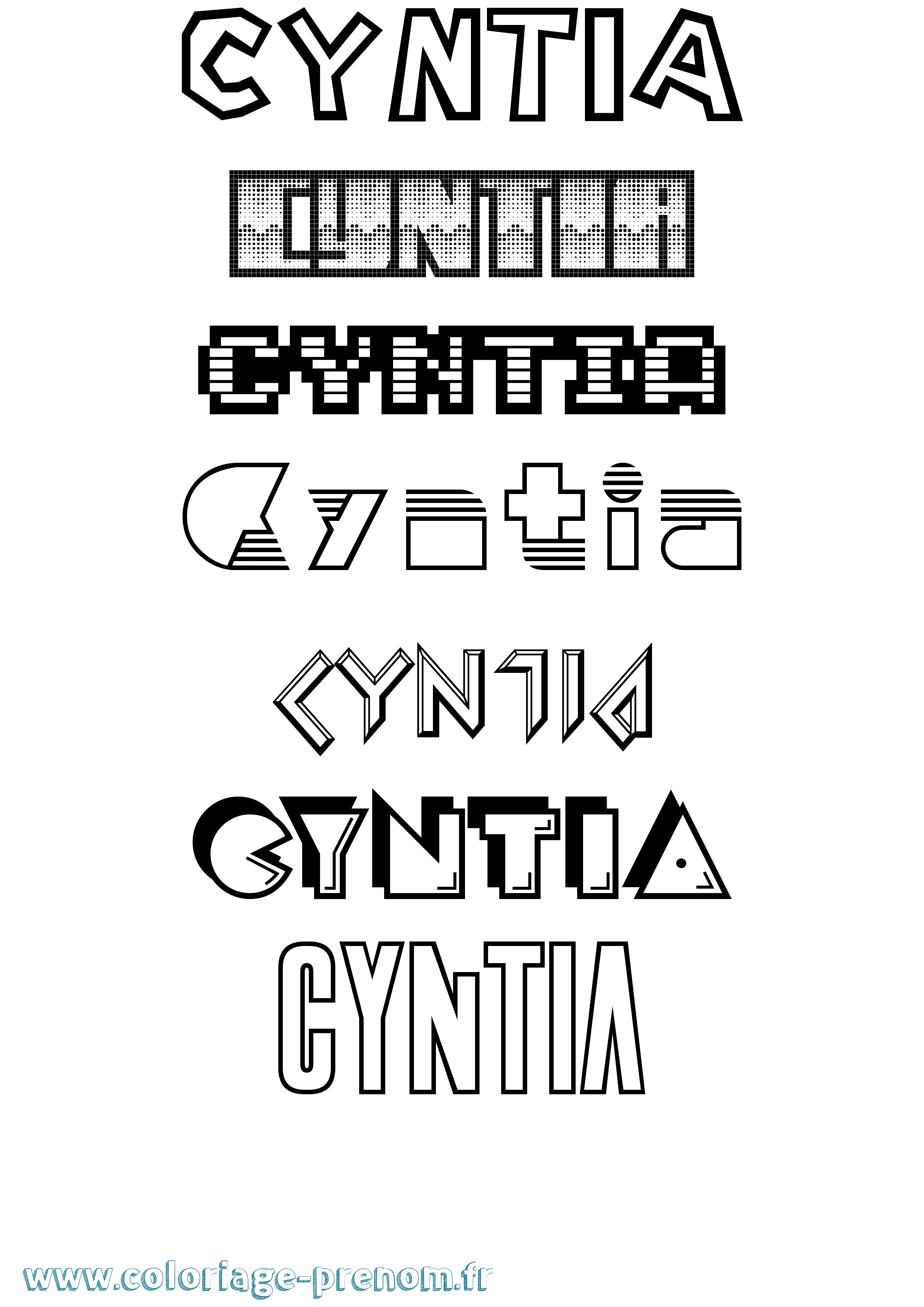 Coloriage Cyntia Jeux Vidéos Coloriage prénom Cyntia Jeux Vidéos