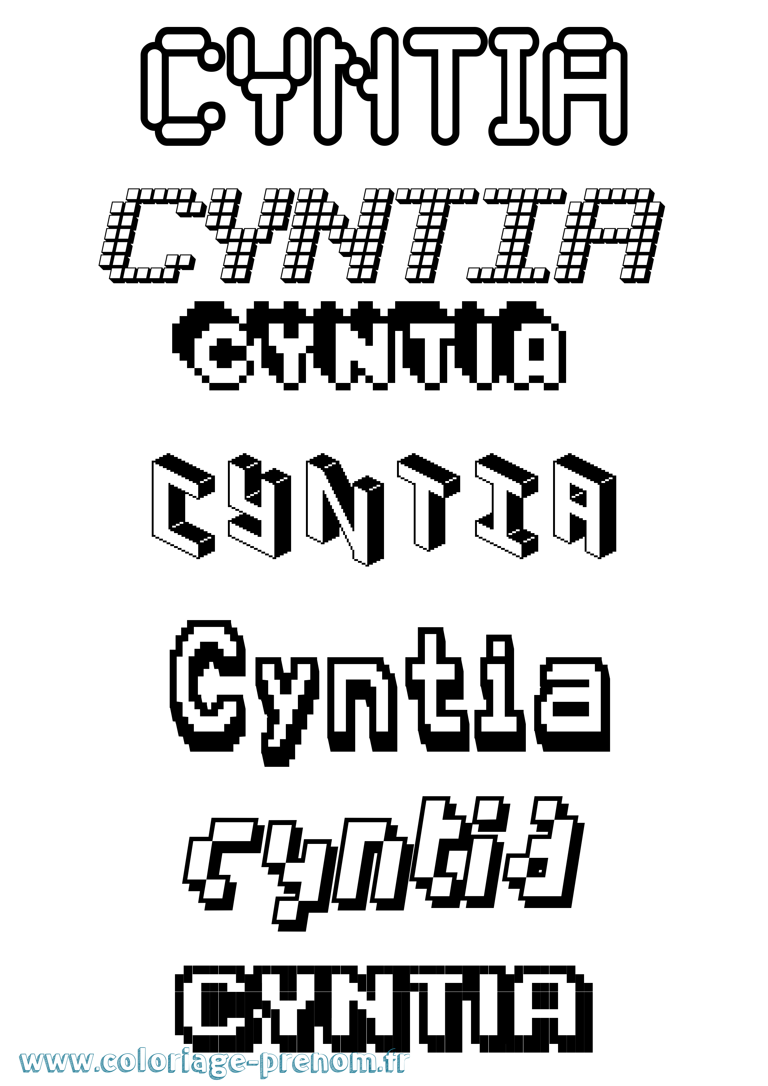 Coloriage Cyntia Pixel Coloriage prénom Cyntia Pixel