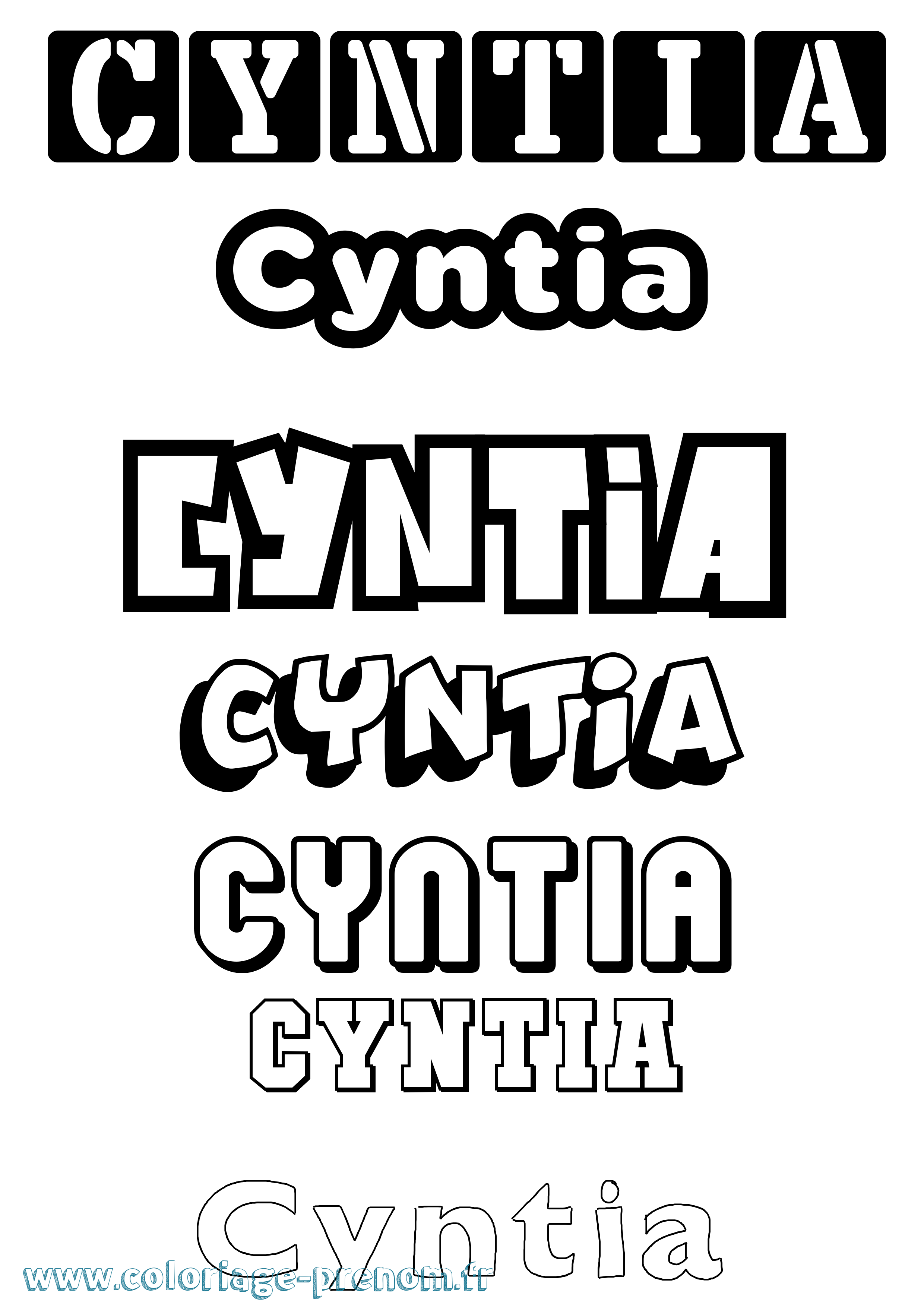 Coloriage prénom Cyntia Simple