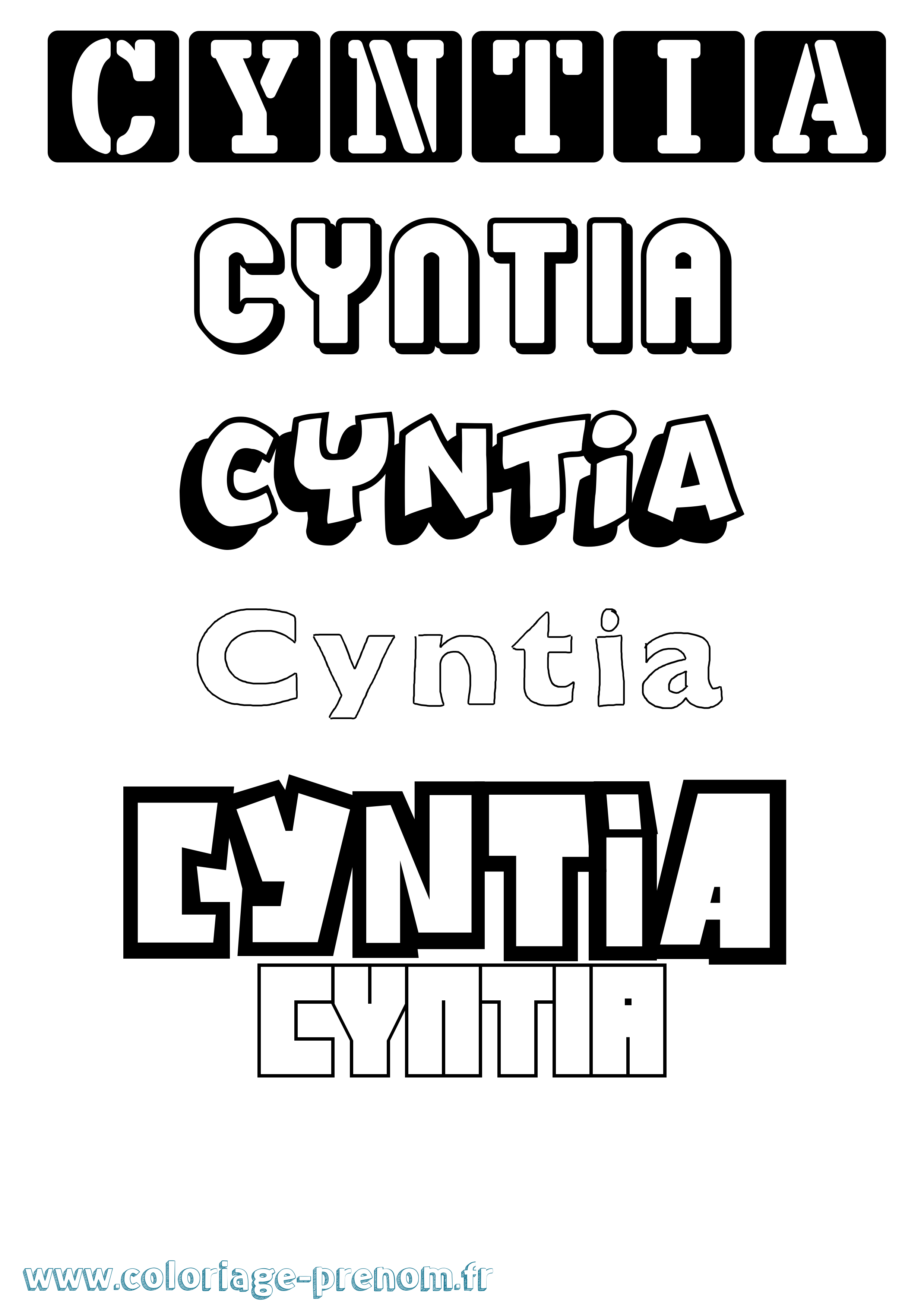 Coloriage Cyntia Simple Coloriage prénom Cyntia Simple