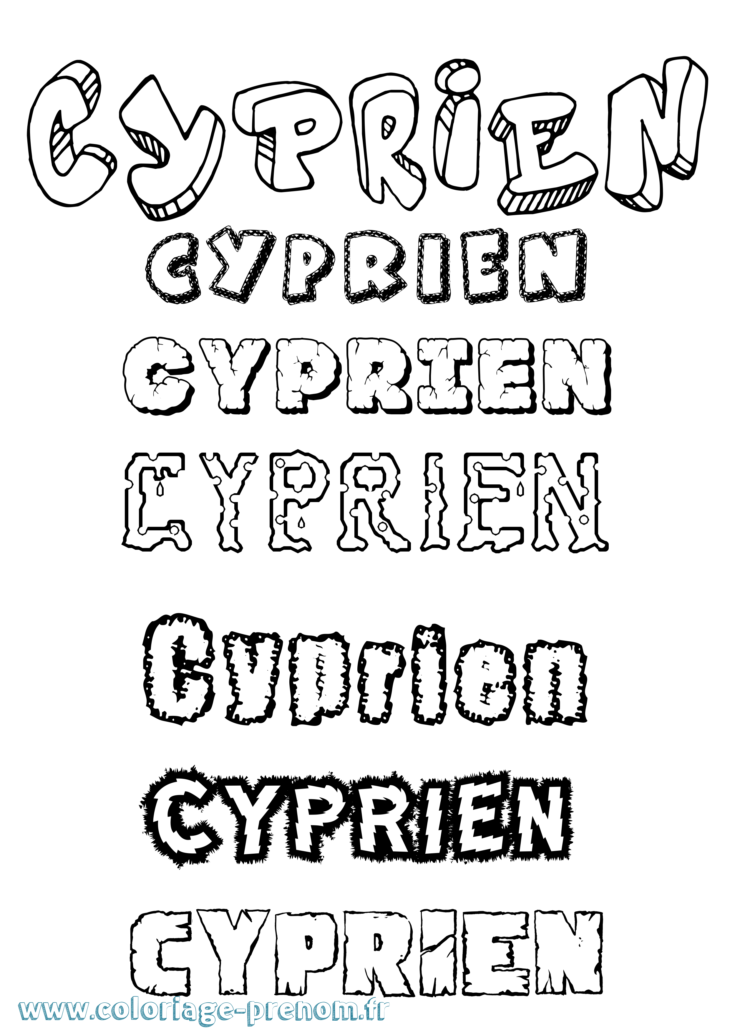 Coloriage prénom Cyprien Destructuré